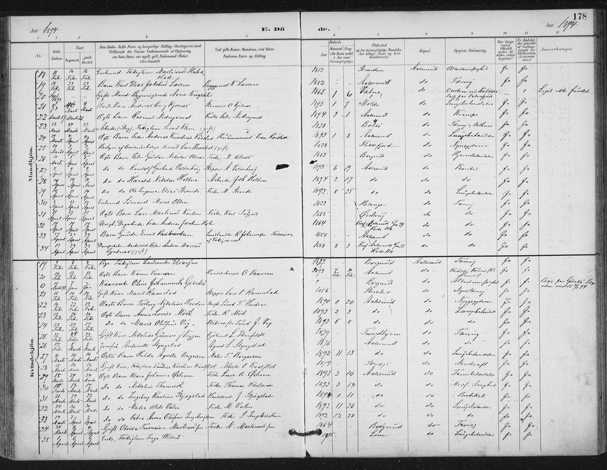 Ministerialprotokoller, klokkerbøker og fødselsregistre - Møre og Romsdal, AV/SAT-A-1454/529/L0457: Parish register (official) no. 529A07, 1894-1903, p. 178