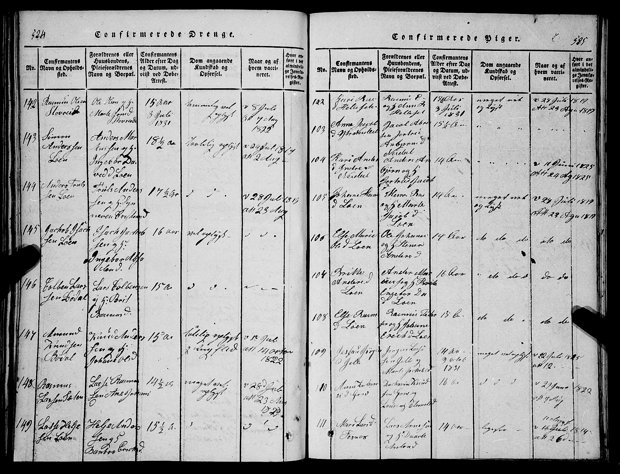 Stryn Sokneprestembete, AV/SAB-A-82501: Parish register (copy) no. C 1, 1801-1845, p. 524-525