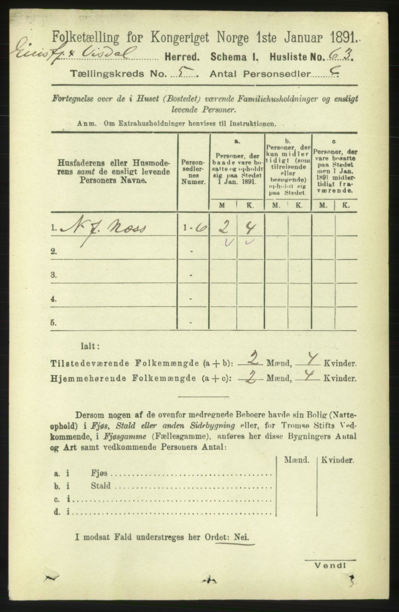 RA, 1891 census for 1542 Eresfjord og Vistdal, 1891, p. 1110