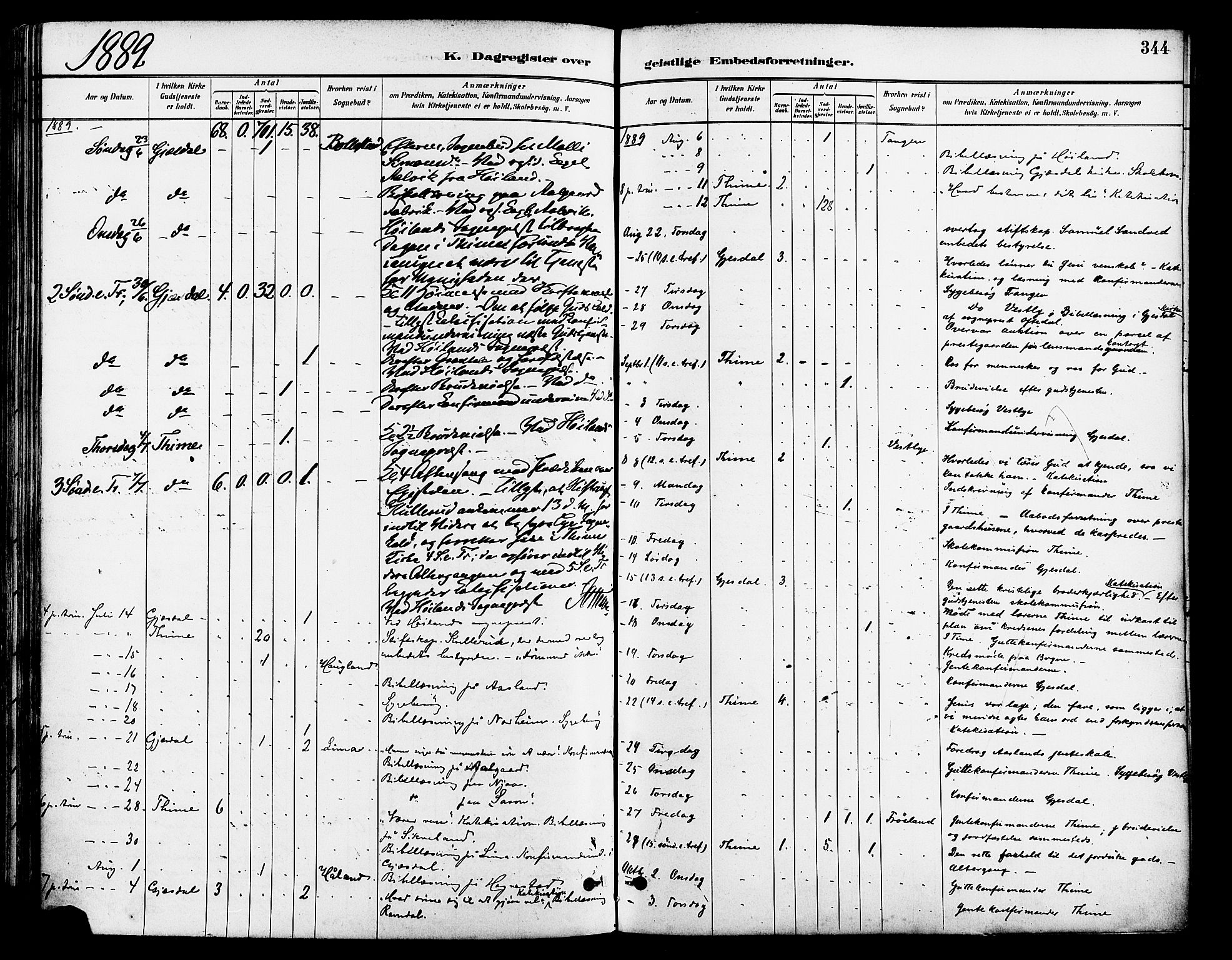 Lye sokneprestkontor, AV/SAST-A-101794/001/30BA/L0009: Parish register (official) no. A 8, 1881-1892, p. 344