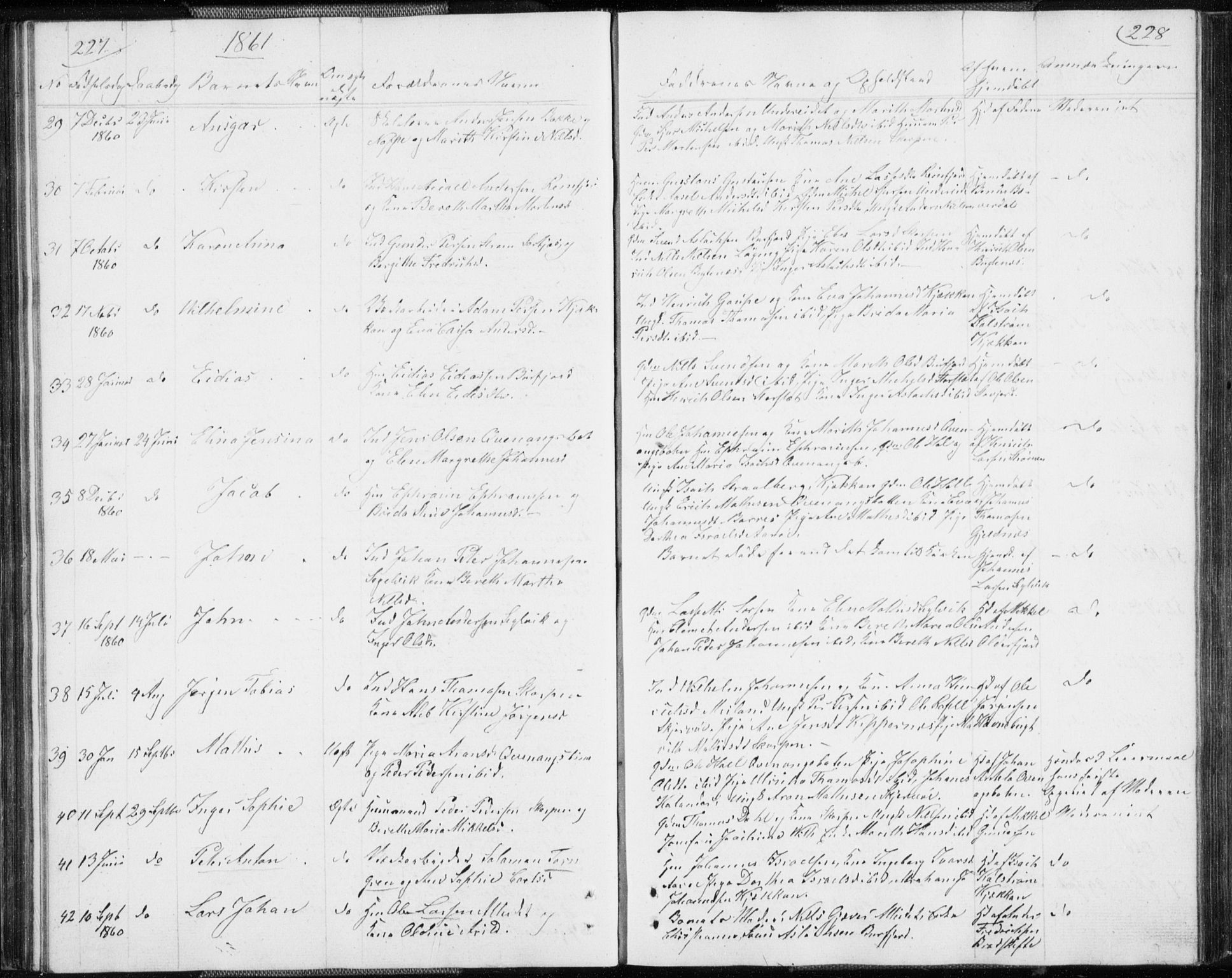 Skjervøy sokneprestkontor, SATØ/S-1300/H/Ha/Hab/L0003klokker: Parish register (copy) no. 3, 1849-1861, p. 227-228