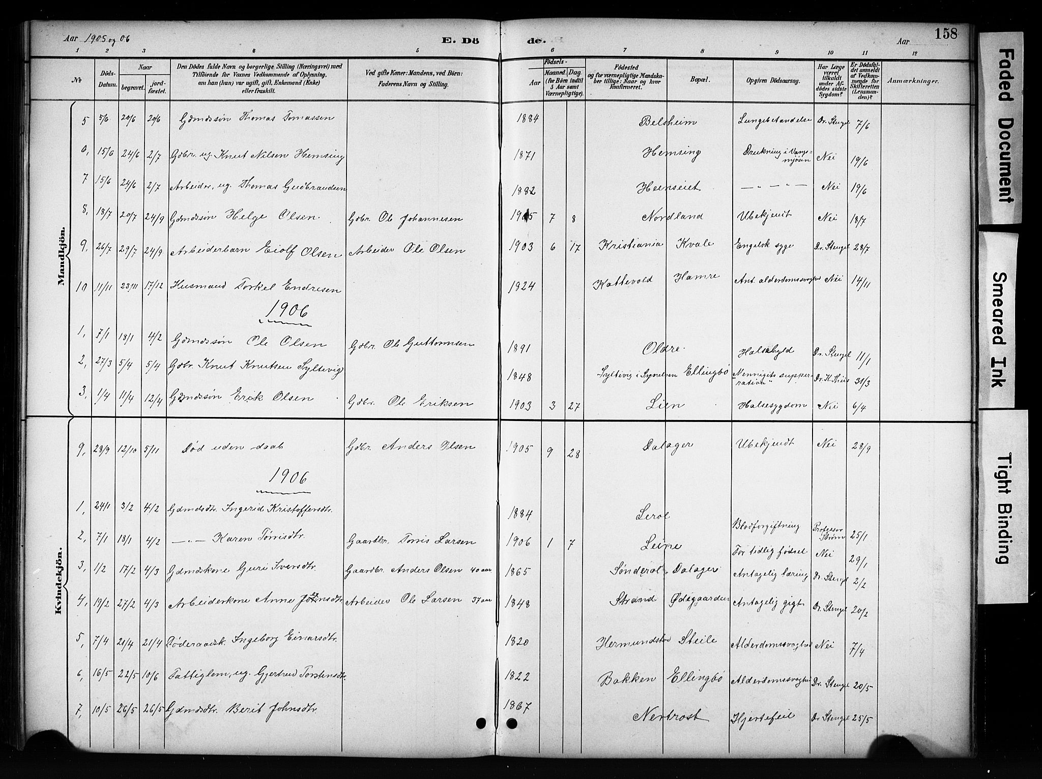 Vang prestekontor, Valdres, SAH/PREST-140/H/Hb/L0006: Parish register (copy) no. 6, 1893-1918, p. 158