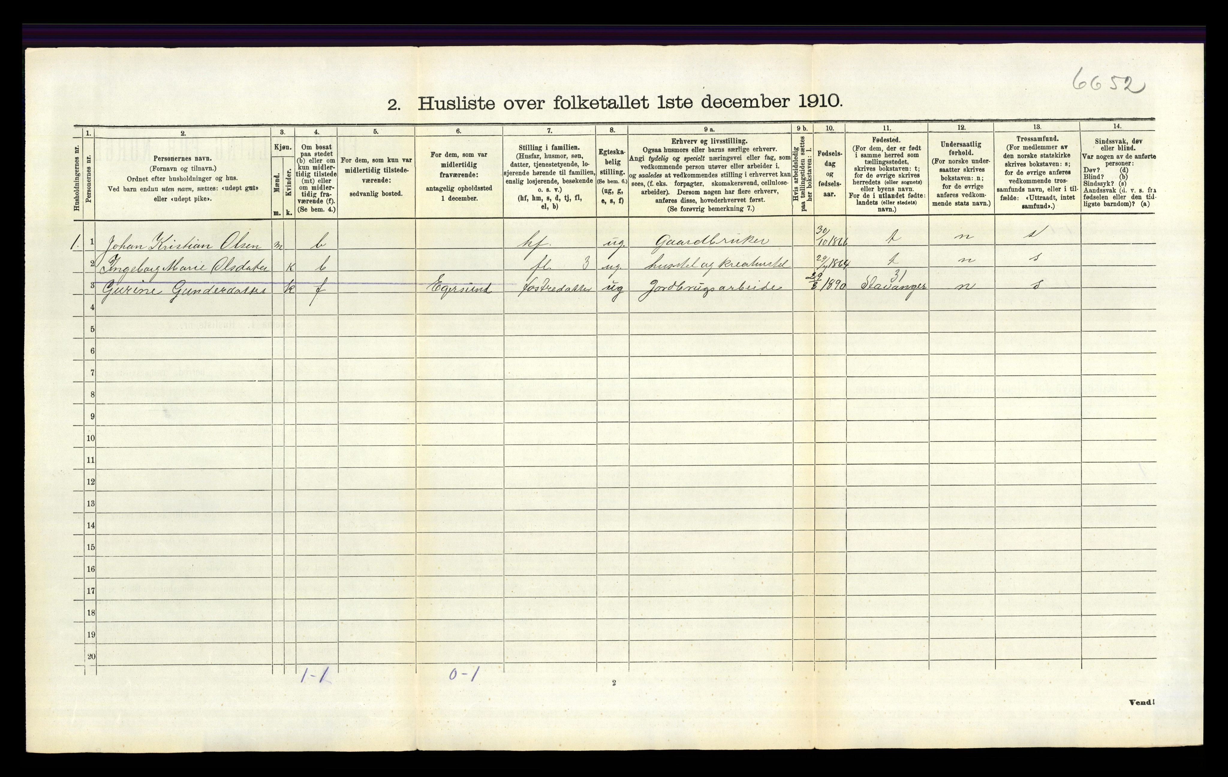 RA, 1910 census for Sokndal, 1910, p. 967