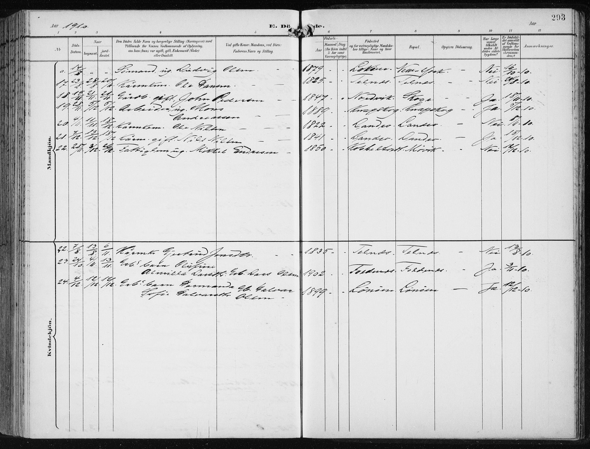 Fjell sokneprestembete, AV/SAB-A-75301/H/Haa: Parish register (official) no. A  9, 1899-1910, p. 293