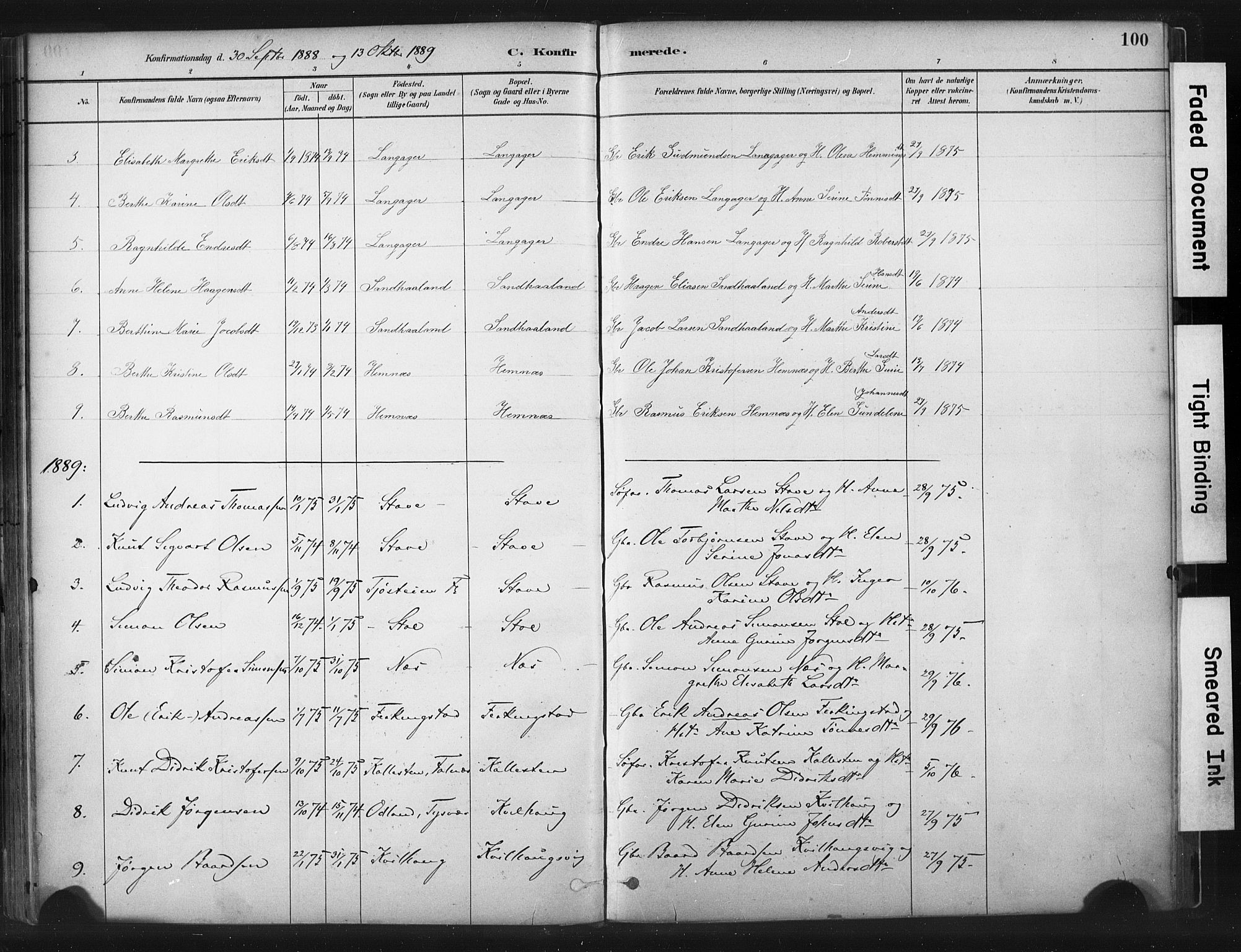 Skudenes sokneprestkontor, AV/SAST-A -101849/H/Ha/Haa/L0010: Parish register (official) no. A 7, 1882-1912, p. 100