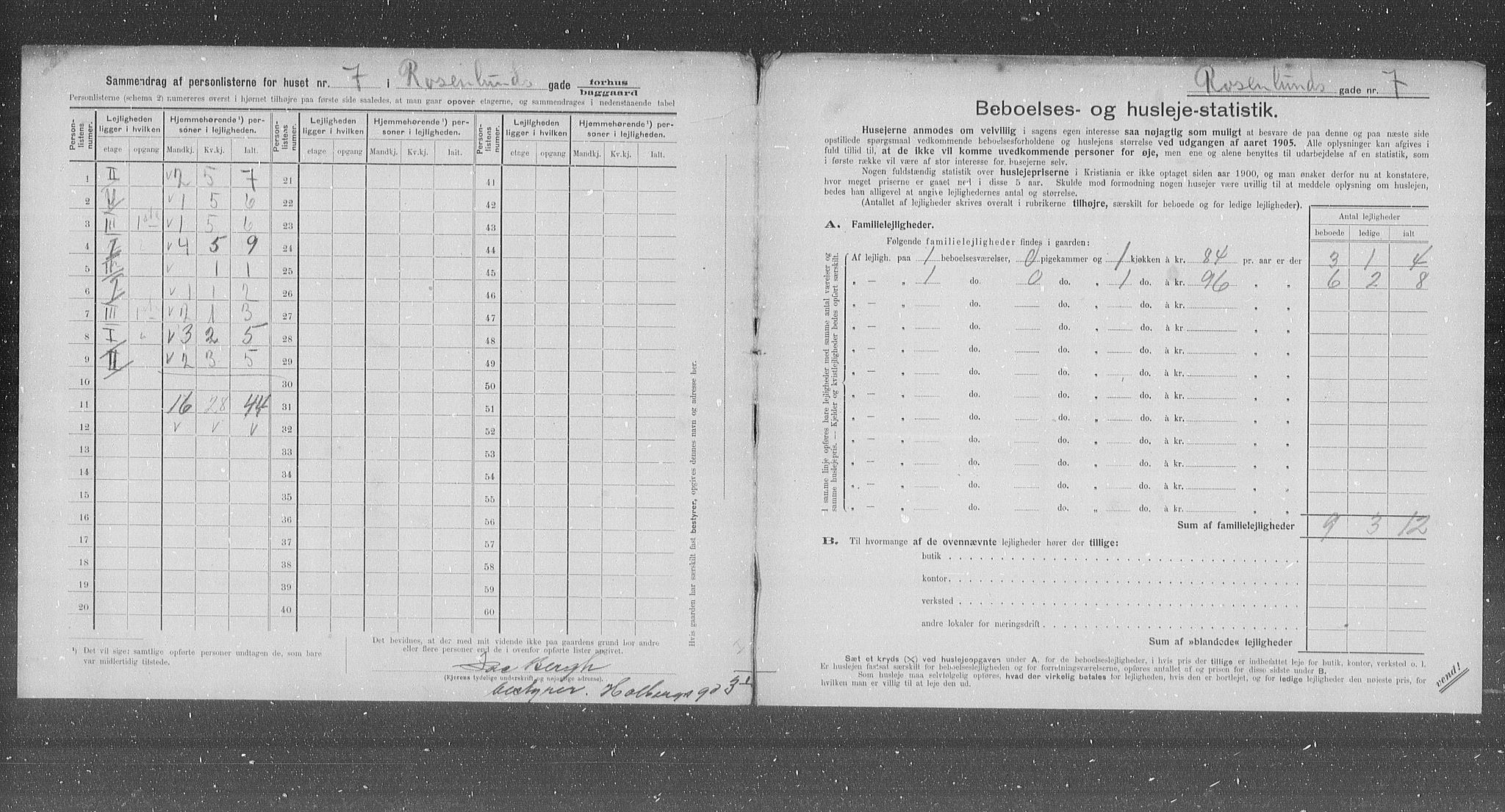 OBA, Municipal Census 1905 for Kristiania, 1905, p. 44303