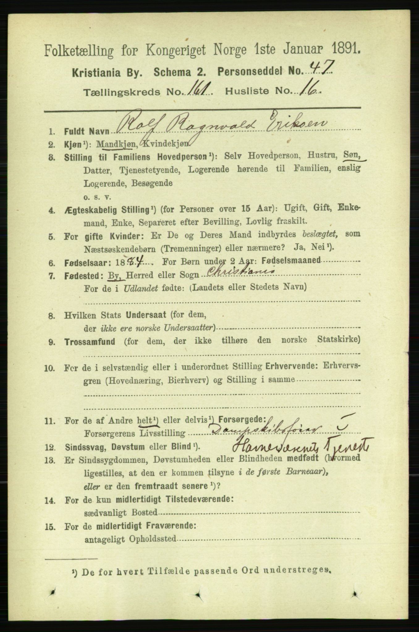 RA, 1891 census for 0301 Kristiania, 1891, p. 91899