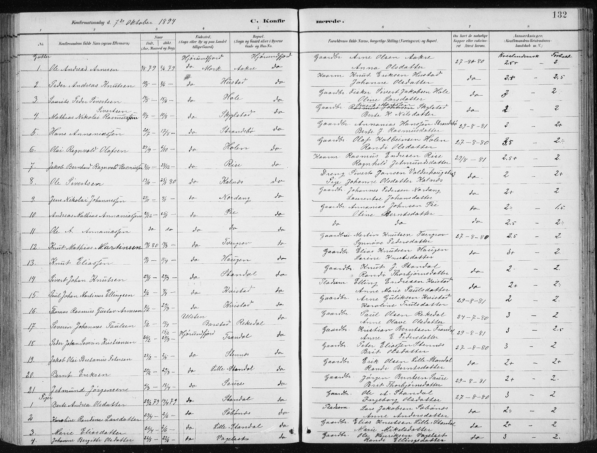 Ministerialprotokoller, klokkerbøker og fødselsregistre - Møre og Romsdal, AV/SAT-A-1454/515/L0215: Parish register (copy) no. 515C02, 1884-1906, p. 132