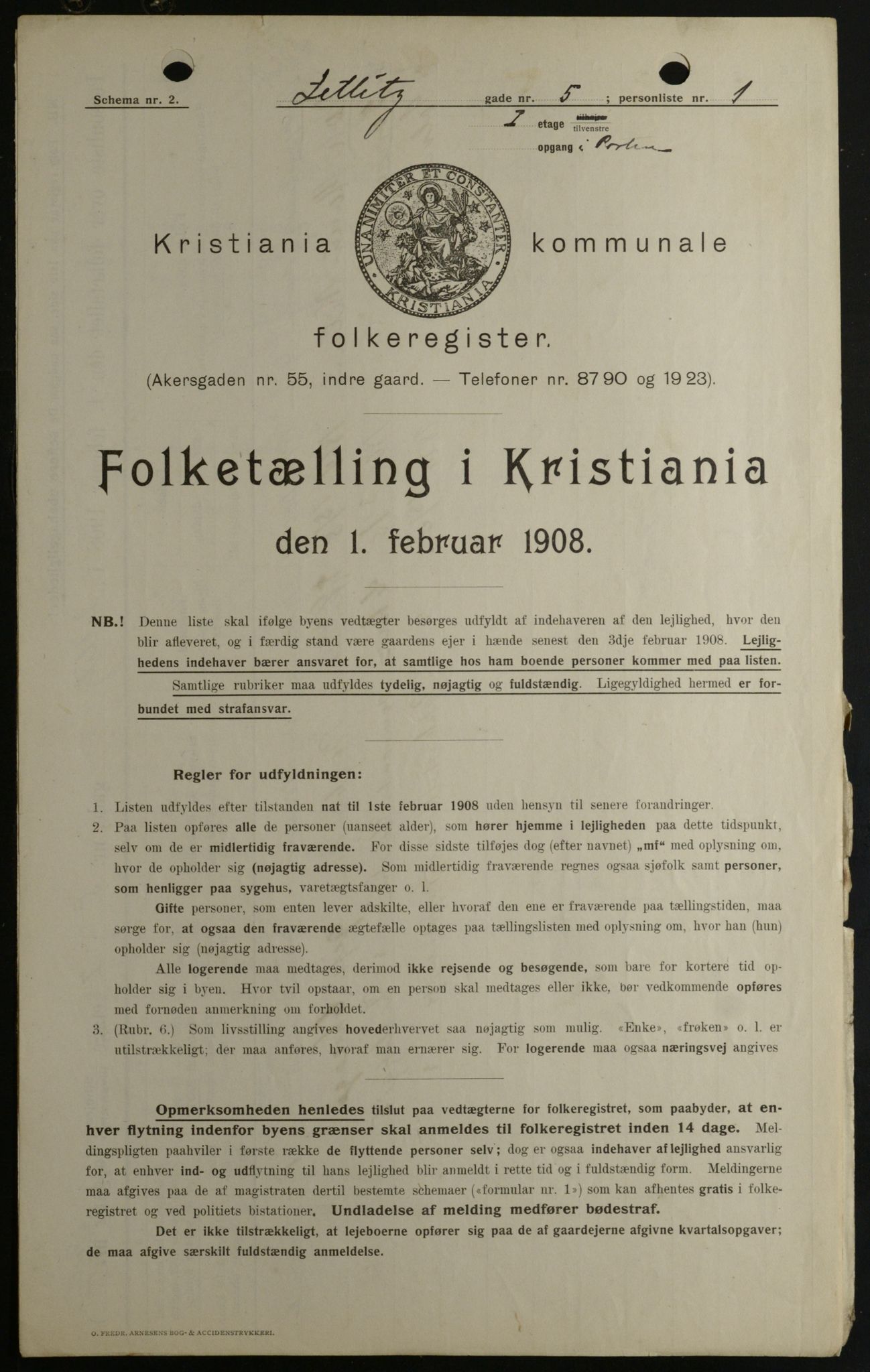 OBA, Municipal Census 1908 for Kristiania, 1908, p. 115570