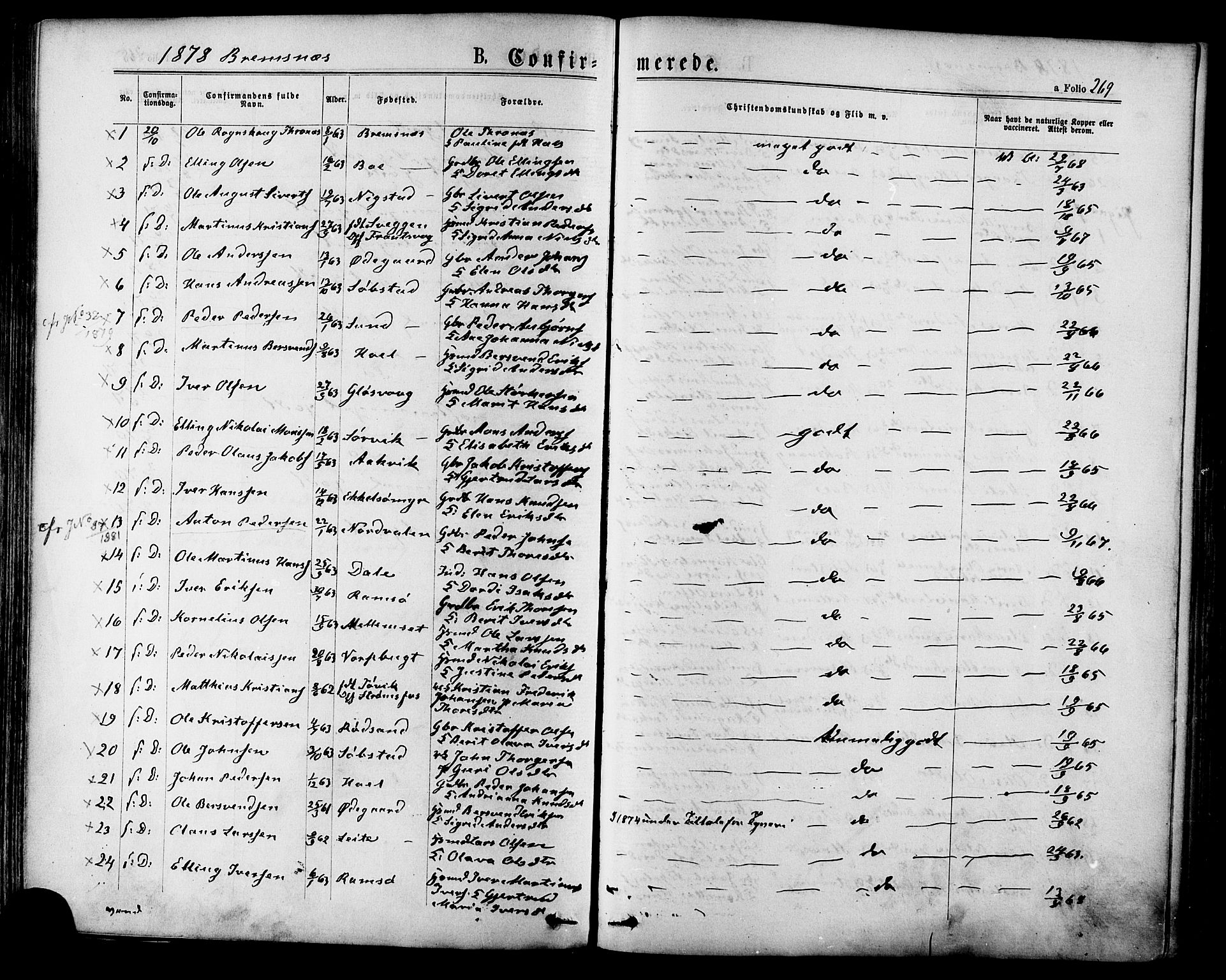 Ministerialprotokoller, klokkerbøker og fødselsregistre - Møre og Romsdal, SAT/A-1454/568/L0806: Parish register (official) no. 568A12 /3, 1878-1884, p. 269