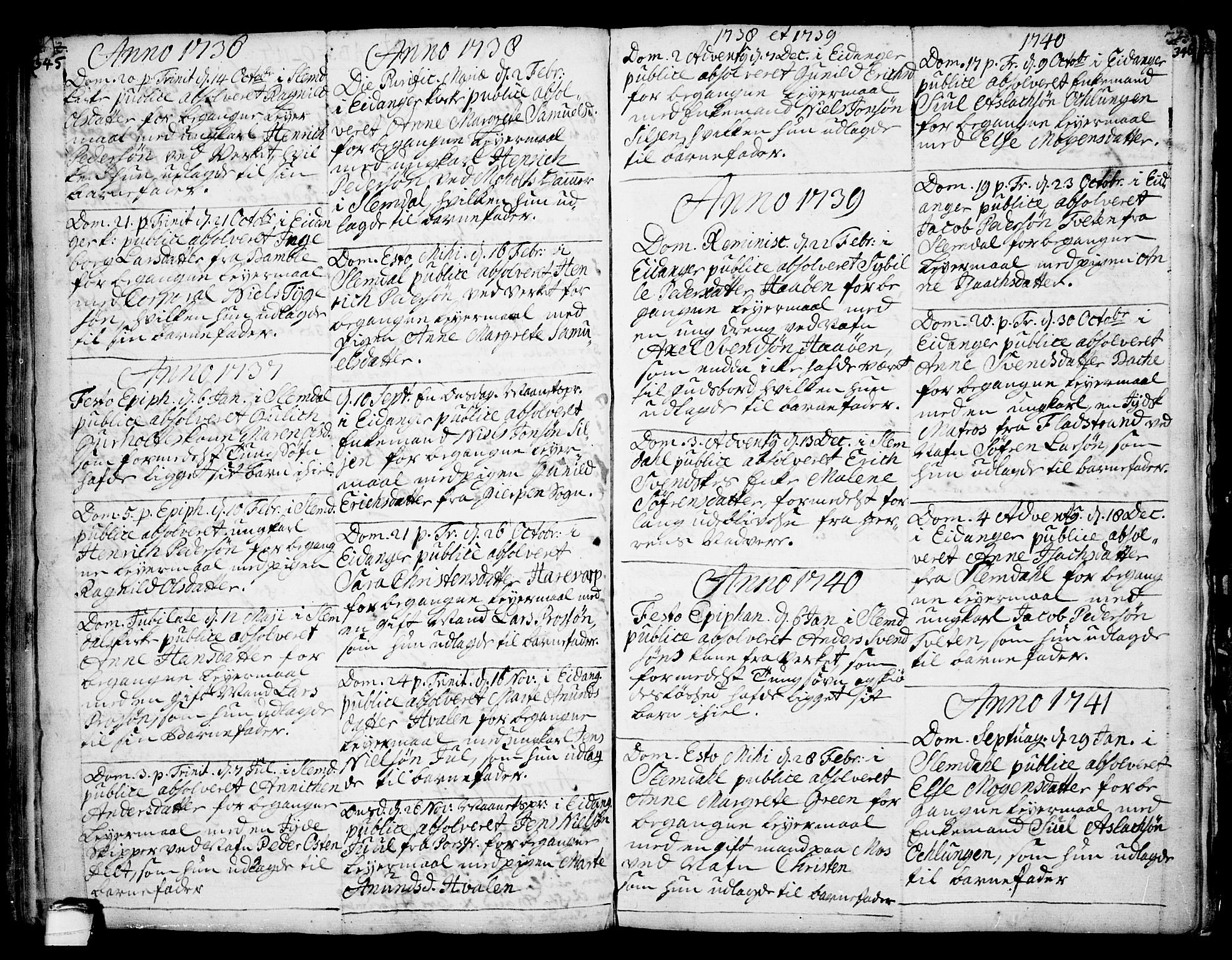Eidanger kirkebøker, SAKO/A-261/F/Fa/L0004: Parish register (official) no. 4, 1733-1759, p. 345-346
