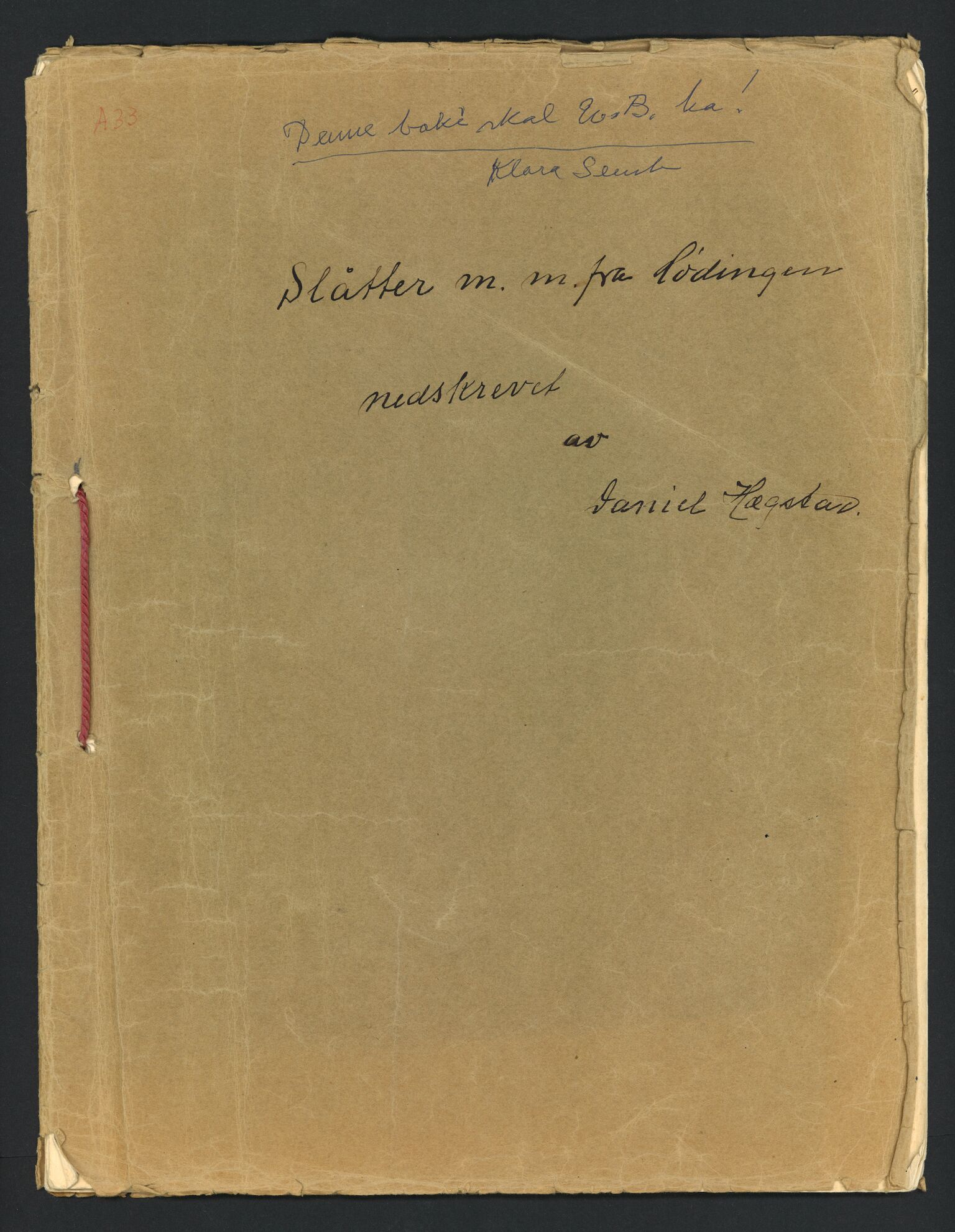 Samling etter Klara Semb, NSFF/KS/A/033: Slåttar frå Lødingen, nedskrevet av Daniel Hægstad, 1884-1970, p. 1