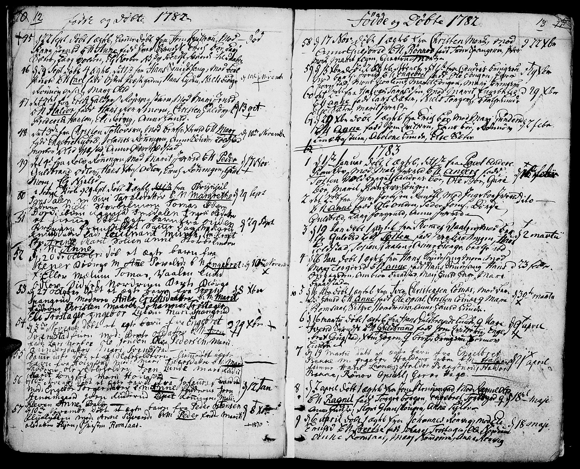 Ringebu prestekontor, AV/SAH-PREST-082/H/Ha/Haa/L0003: Parish register (official) no. 3, 1781-1820, p. 12-13