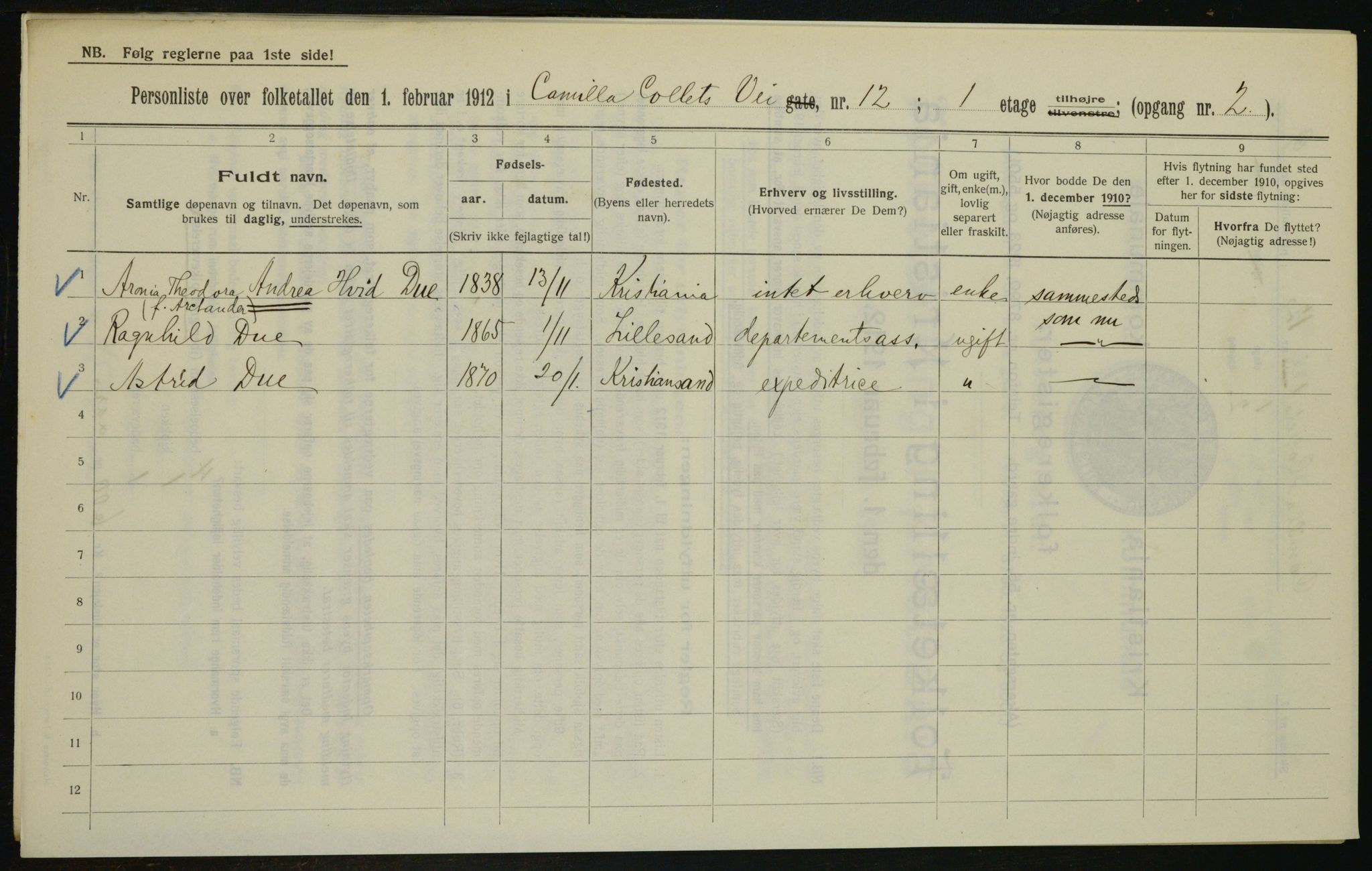 OBA, Municipal Census 1912 for Kristiania, 1912, p. 11637