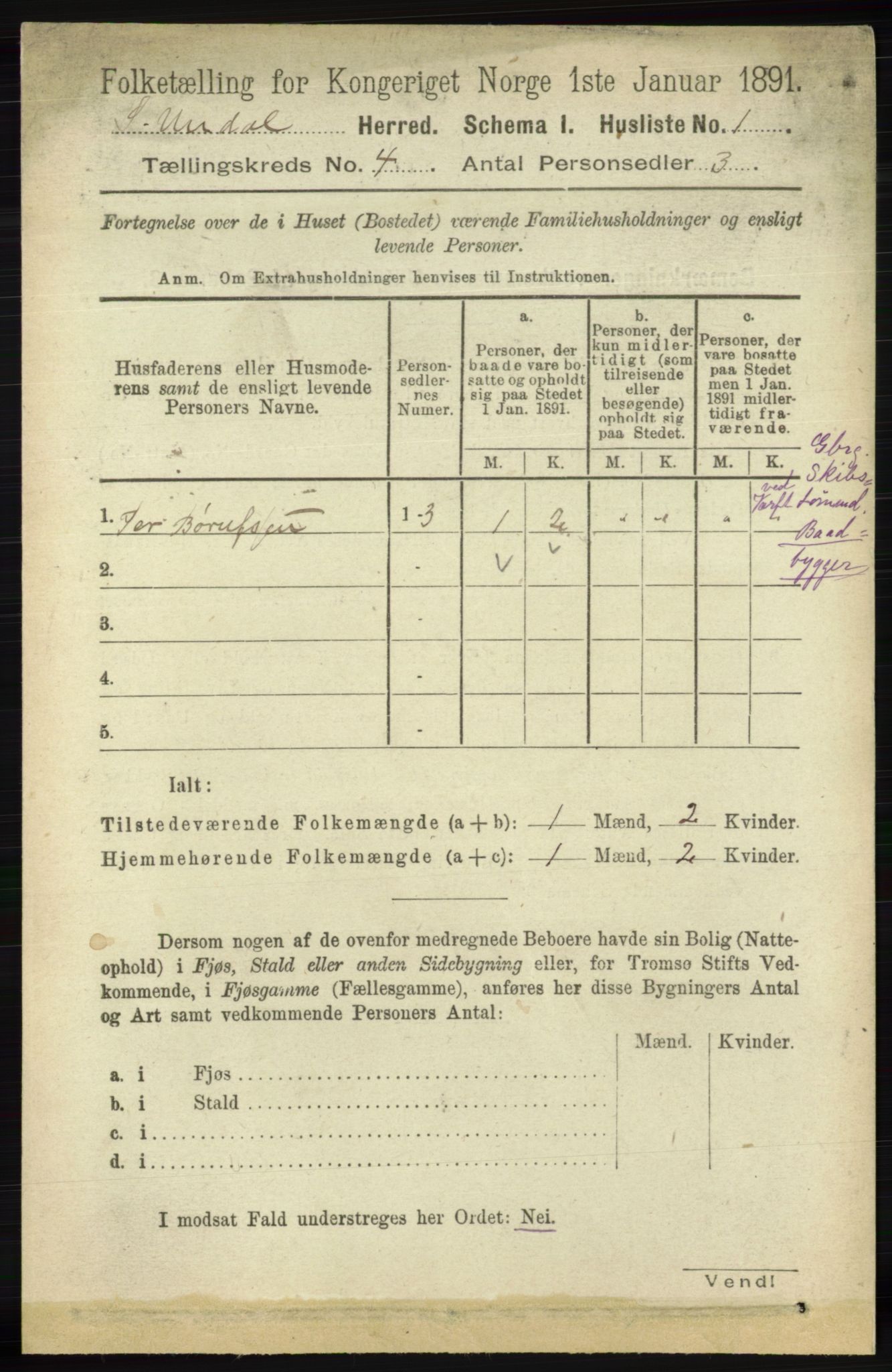 RA, 1891 census for 1029 Sør-Audnedal, 1891, p. 1331
