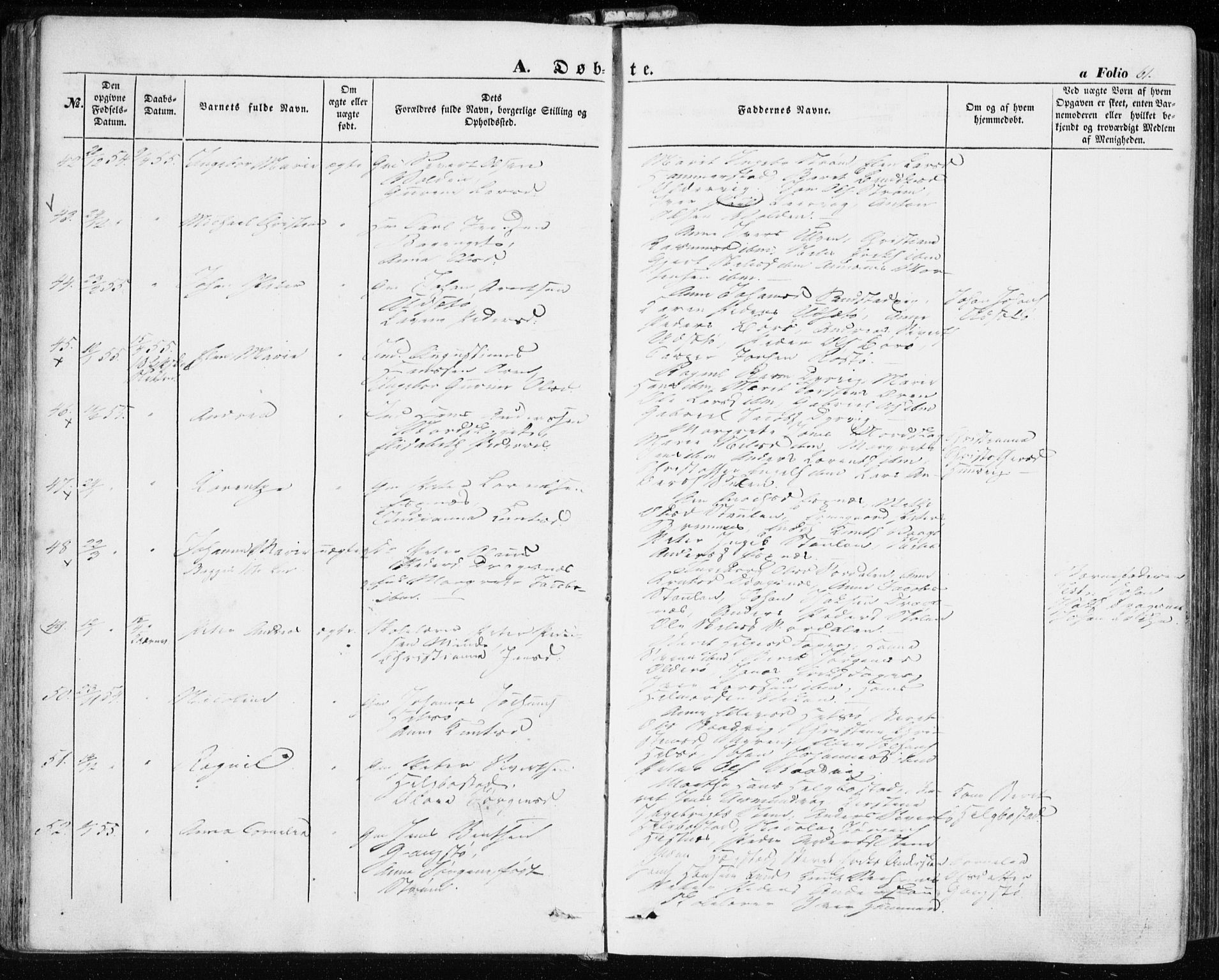 Ministerialprotokoller, klokkerbøker og fødselsregistre - Sør-Trøndelag, SAT/A-1456/634/L0530: Parish register (official) no. 634A06, 1852-1860, p. 61
