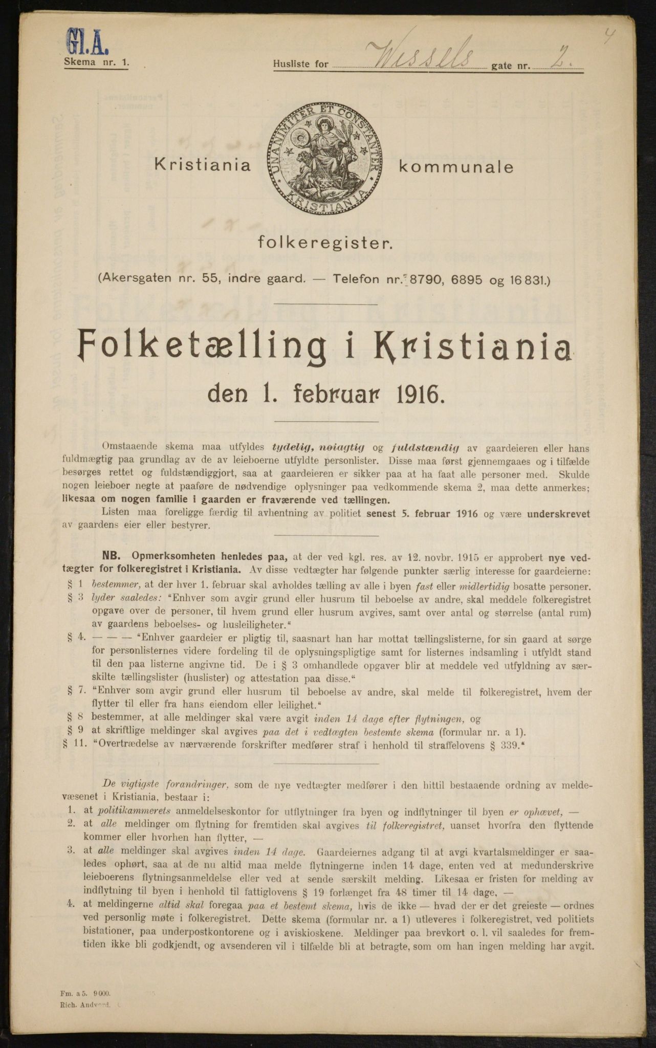 OBA, Municipal Census 1916 for Kristiania, 1916, p. 131580