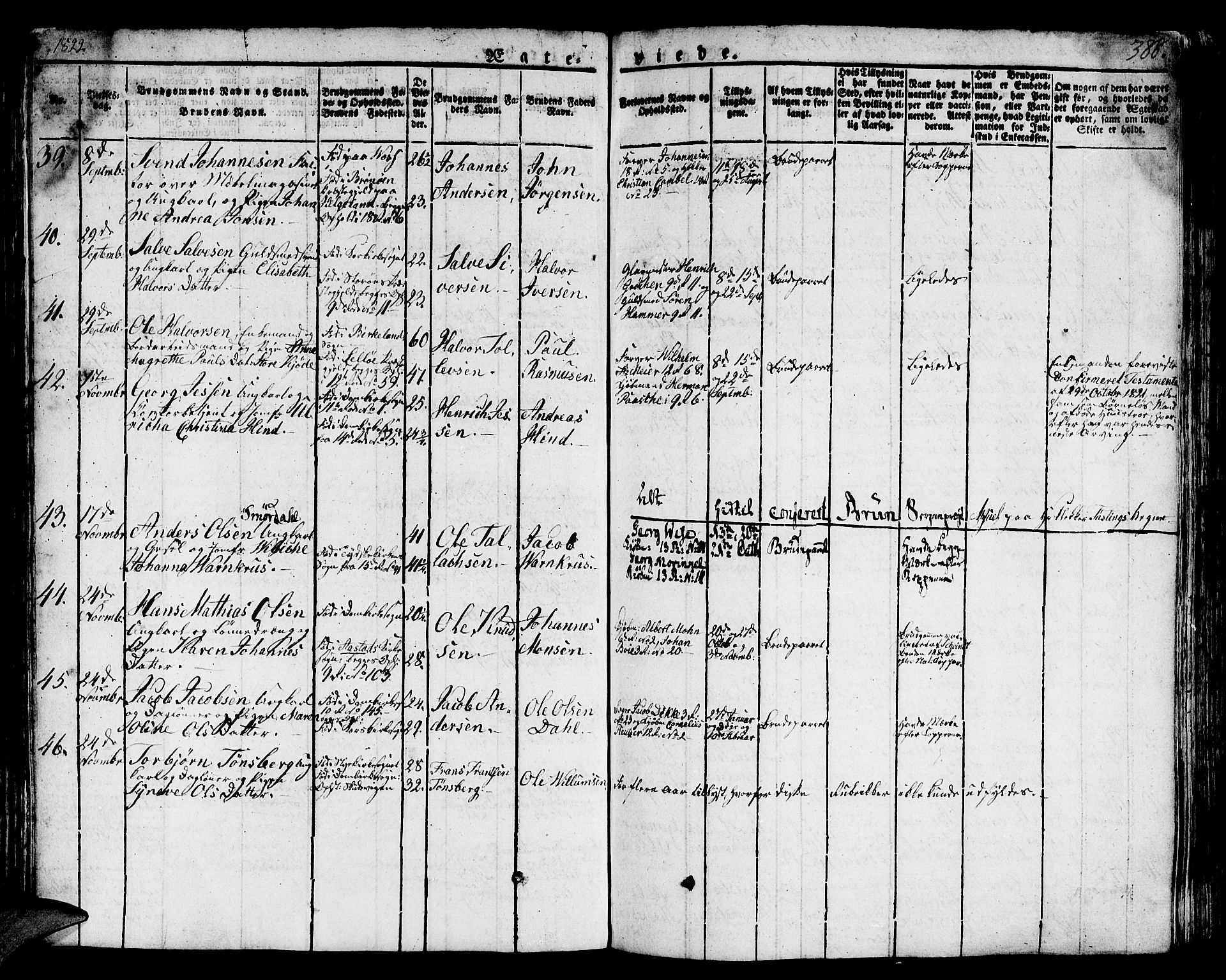 Domkirken sokneprestembete, SAB/A-74801/H/Hab/L0002: Parish register (copy) no. A 2, 1821-1839, p. 389