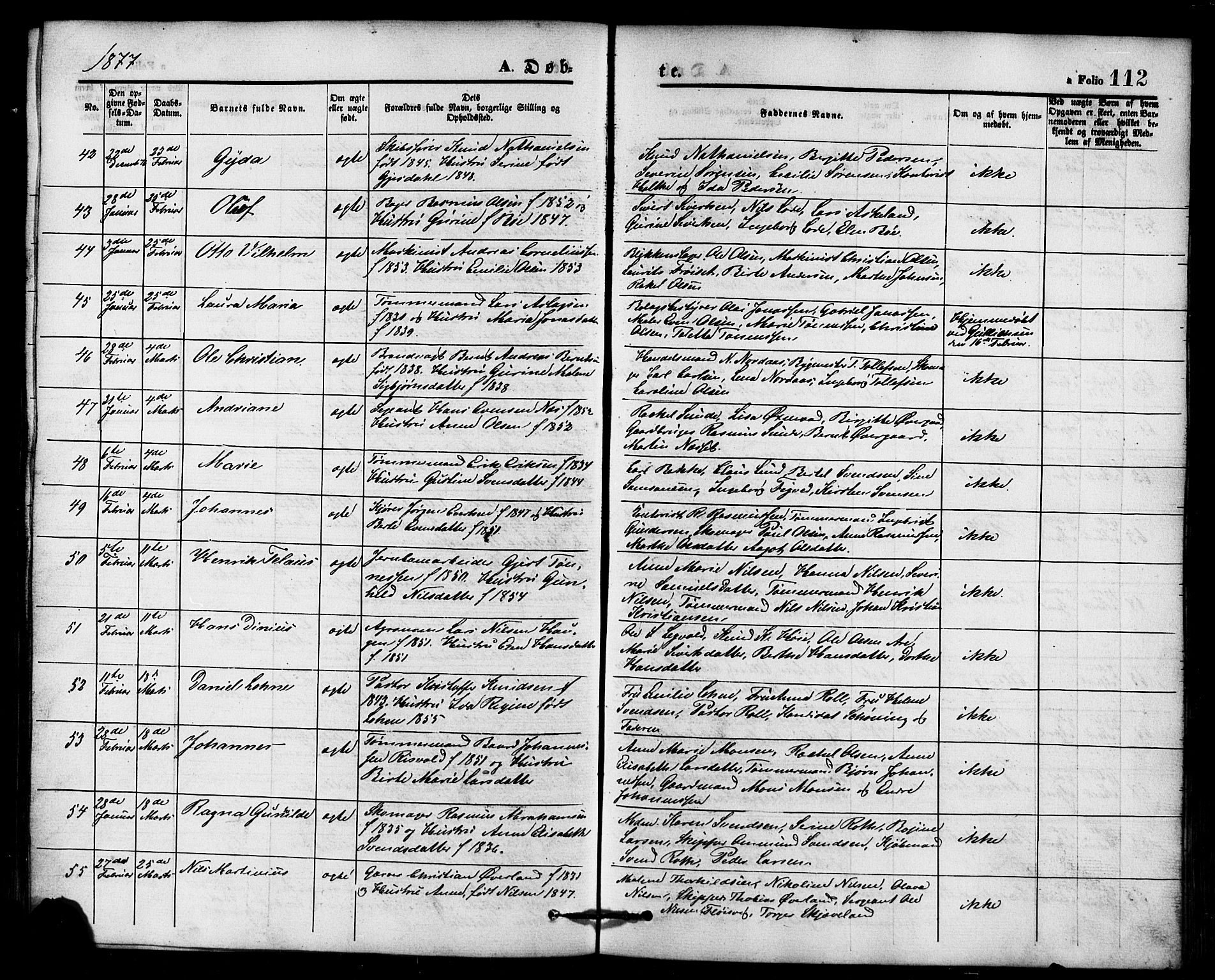 Domkirken sokneprestkontor, SAST/A-101812/001/30/30BB/L0013: Parish register (copy) no. B 13, 1871-1880, p. 112