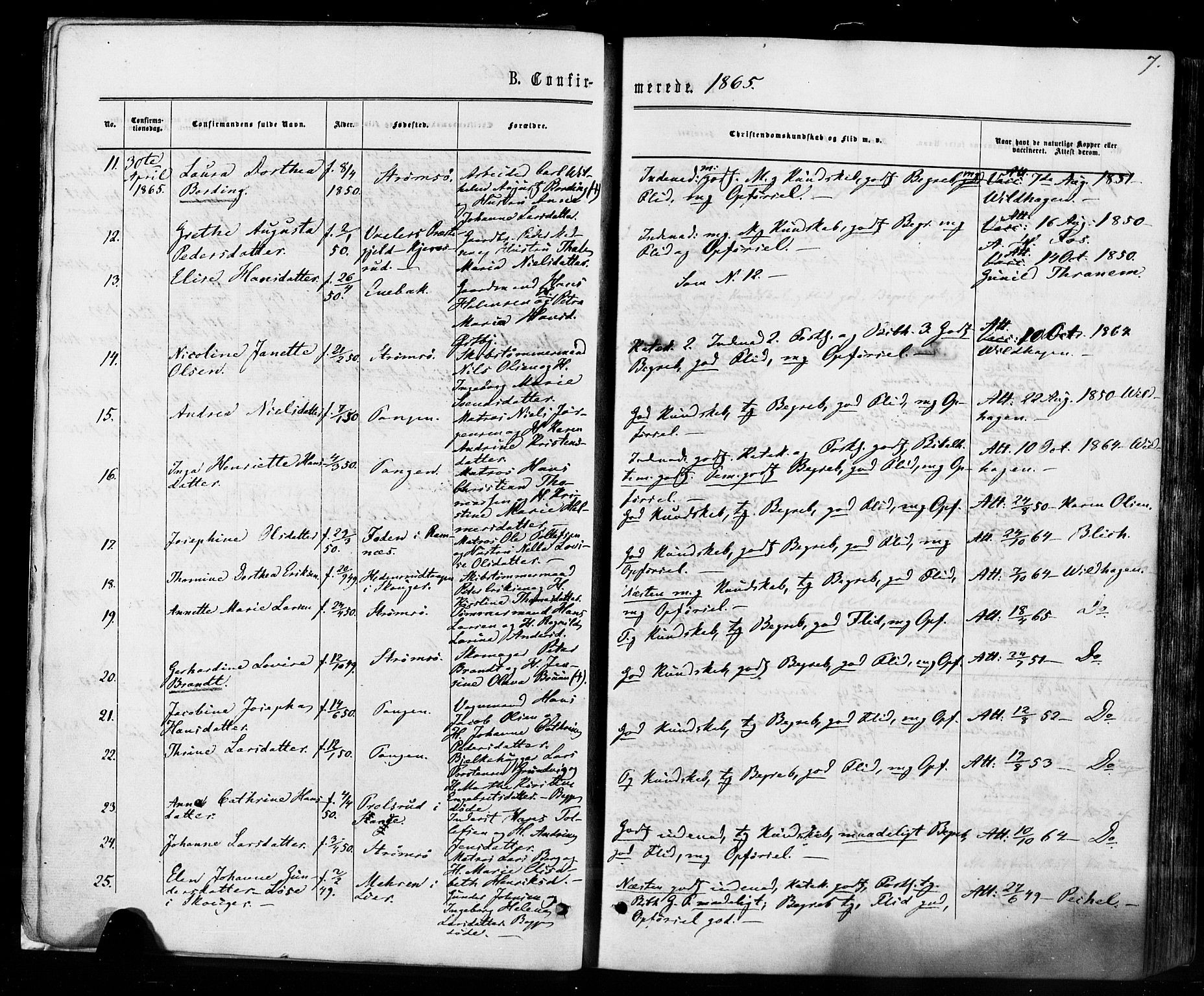 Strømsø kirkebøker, AV/SAKO-A-246/F/Fa/L0018: Parish register (official) no. I 18, 1865-1878, p. 7