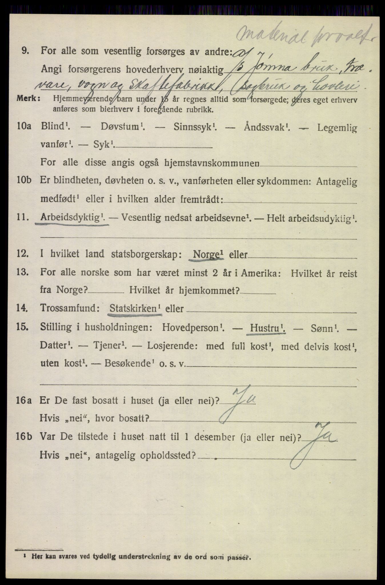 SAH, 1920 census for Elverum, 1920, p. 7479