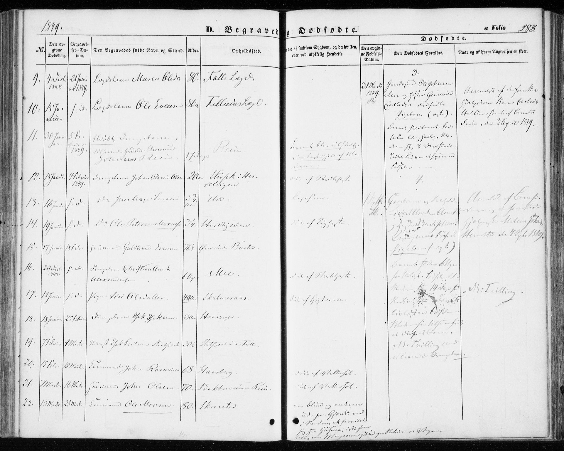 Ministerialprotokoller, klokkerbøker og fødselsregistre - Sør-Trøndelag, SAT/A-1456/646/L0611: Parish register (official) no. 646A09, 1848-1857, p. 283