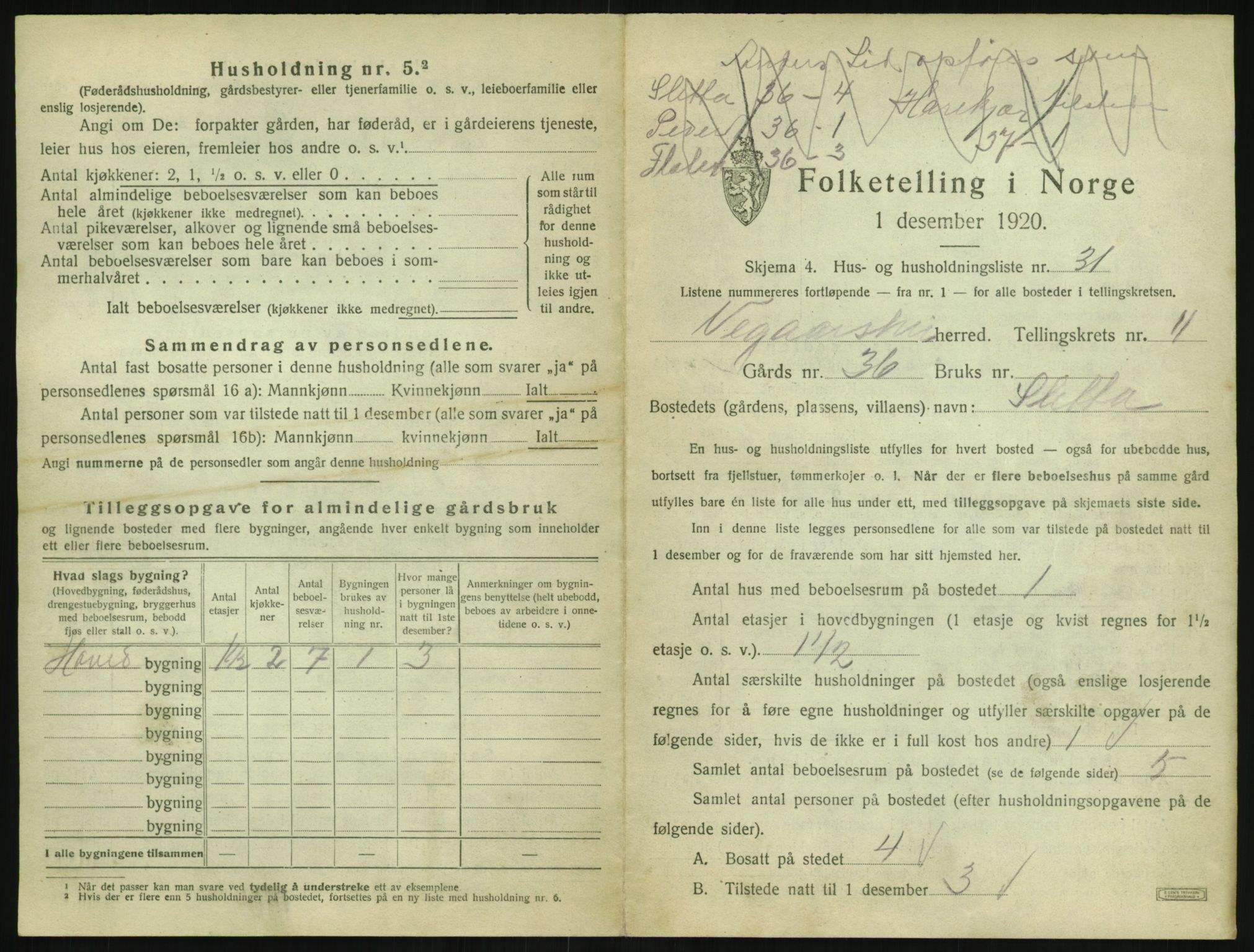 SAK, 1920 census for Vegårshei, 1920, p. 590