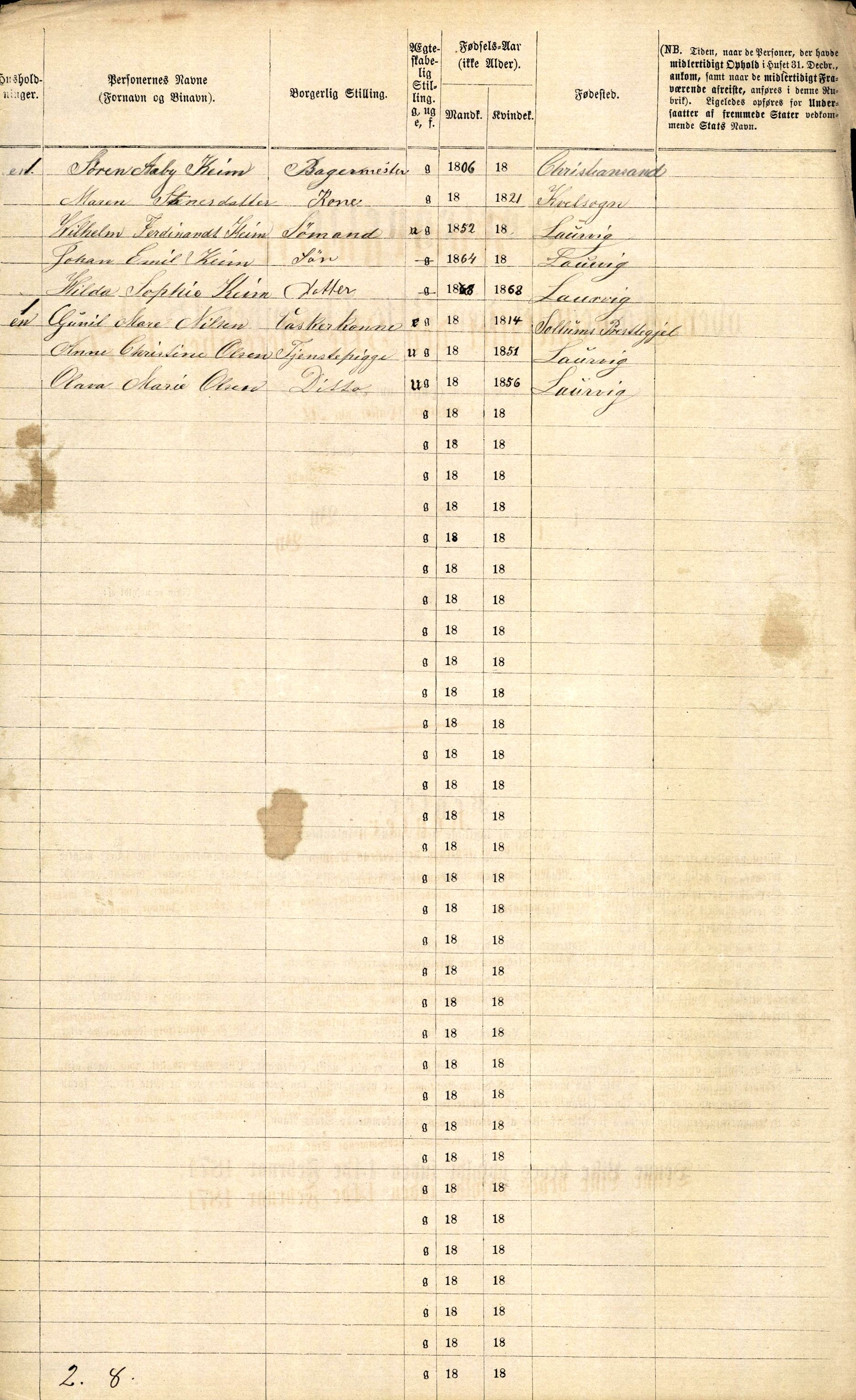 RA, 1870 census for 0707 Larvik, 1870, p. 632