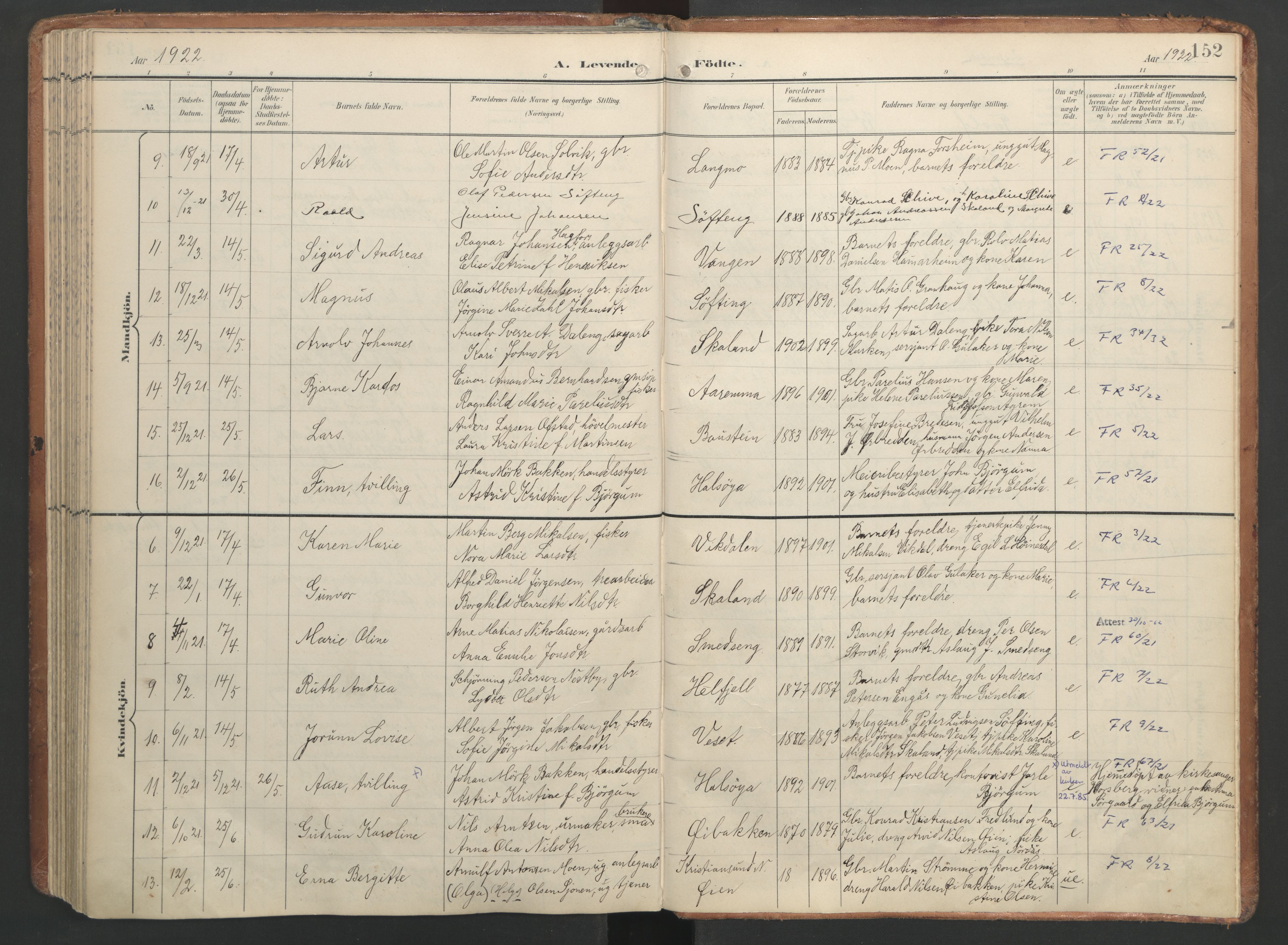 Ministerialprotokoller, klokkerbøker og fødselsregistre - Nordland, SAT/A-1459/820/L0297: Parish register (official) no. 820A18, 1897-1917, p. 152