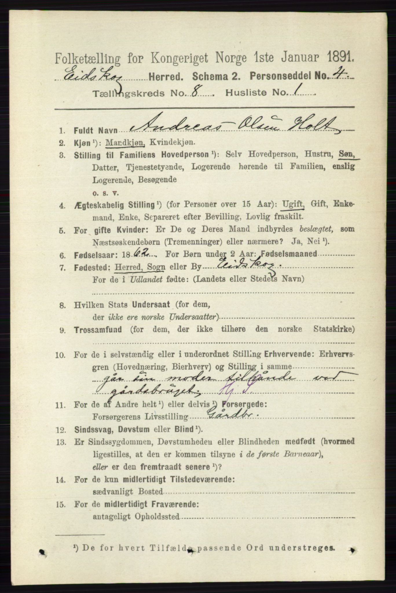 RA, 1891 census for 0420 Eidskog, 1891, p. 4559