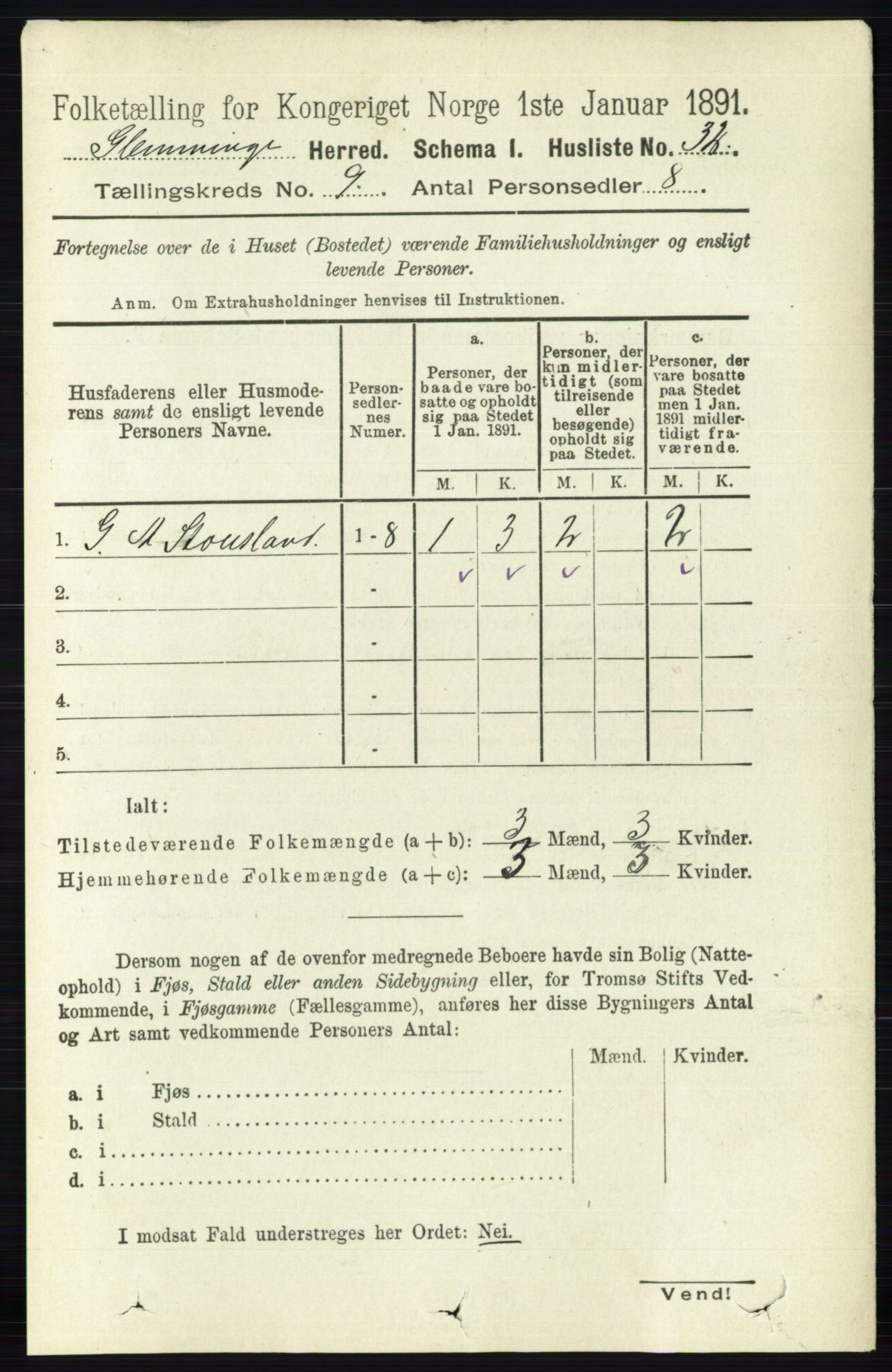 RA, 1891 census for 0132 Glemmen, 1891, p. 9577