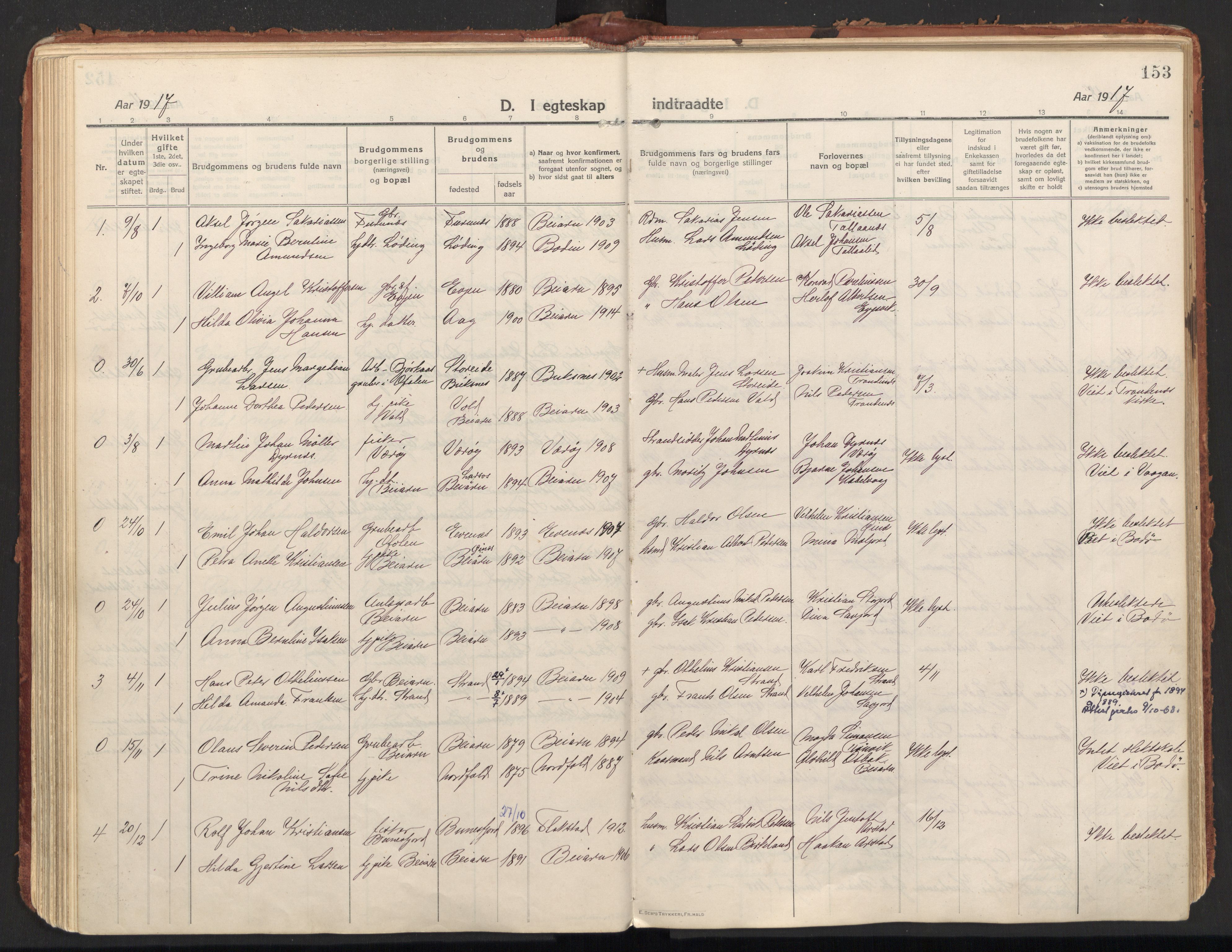 Ministerialprotokoller, klokkerbøker og fødselsregistre - Nordland, SAT/A-1459/846/L0650: Parish register (official) no. 846A08, 1916-1935, p. 153