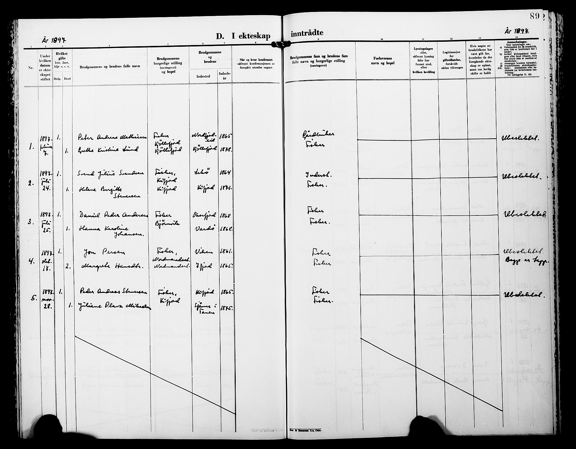 Lebesby sokneprestkontor, AV/SATØ-S-1353/H/Ha/L0005kirke: Parish register (official) no. 5, 1870-1902, p. 89