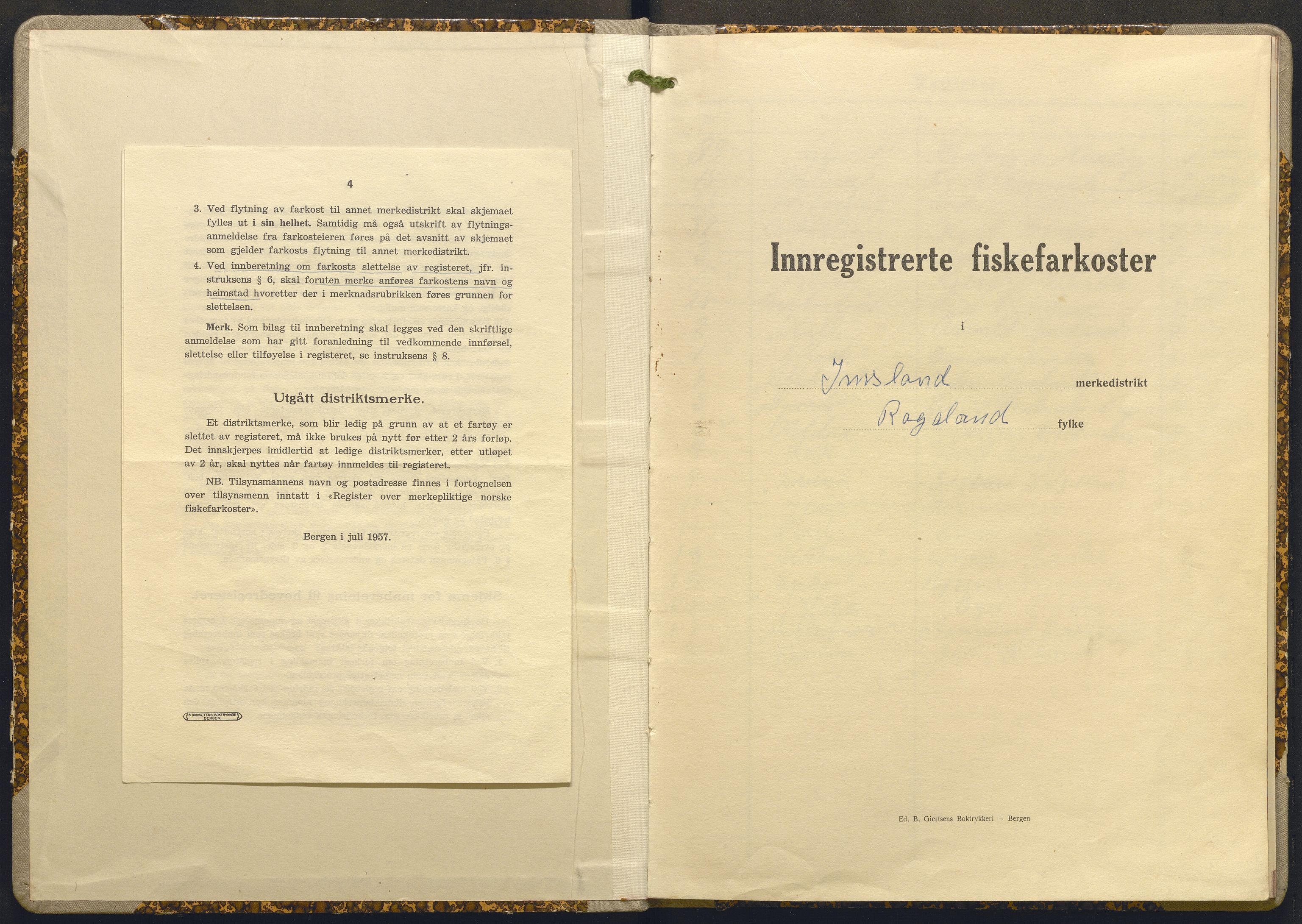 Fiskeridirektoratet - 1 Adm. ledelse - 13 Båtkontoret, AV/SAB-A-2003/I/Ia/Iai/L0047: 135.0918/2 Merkeprotokoll - Imsland, 1944-1964