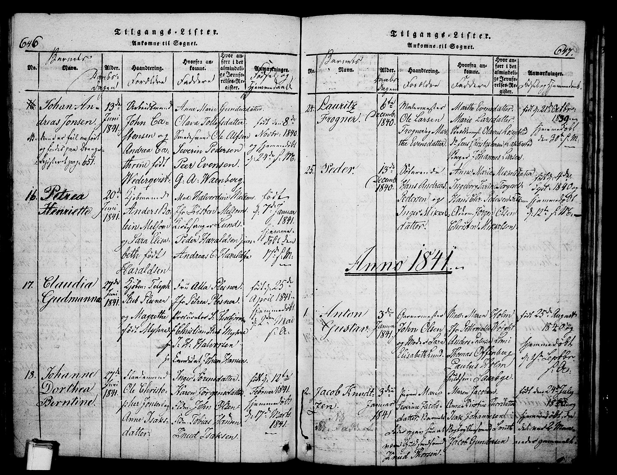 Skien kirkebøker, AV/SAKO-A-302/G/Ga/L0002: Parish register (copy) no. 2, 1814-1842, p. 646-647