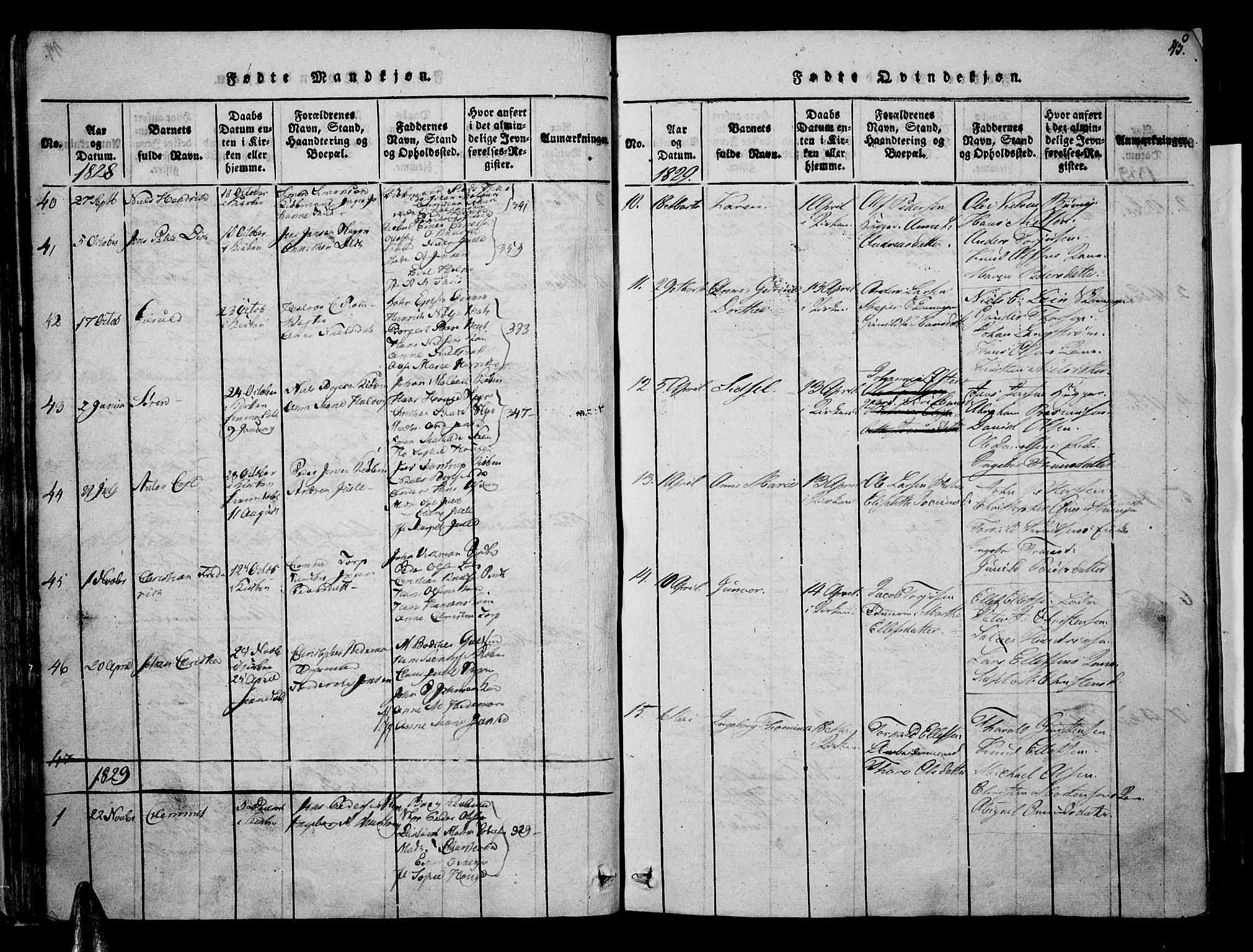 Risør sokneprestkontor, AV/SAK-1111-0035/F/Fa/L0002: Parish register (official) no. A 2, 1815-1839, p. 45