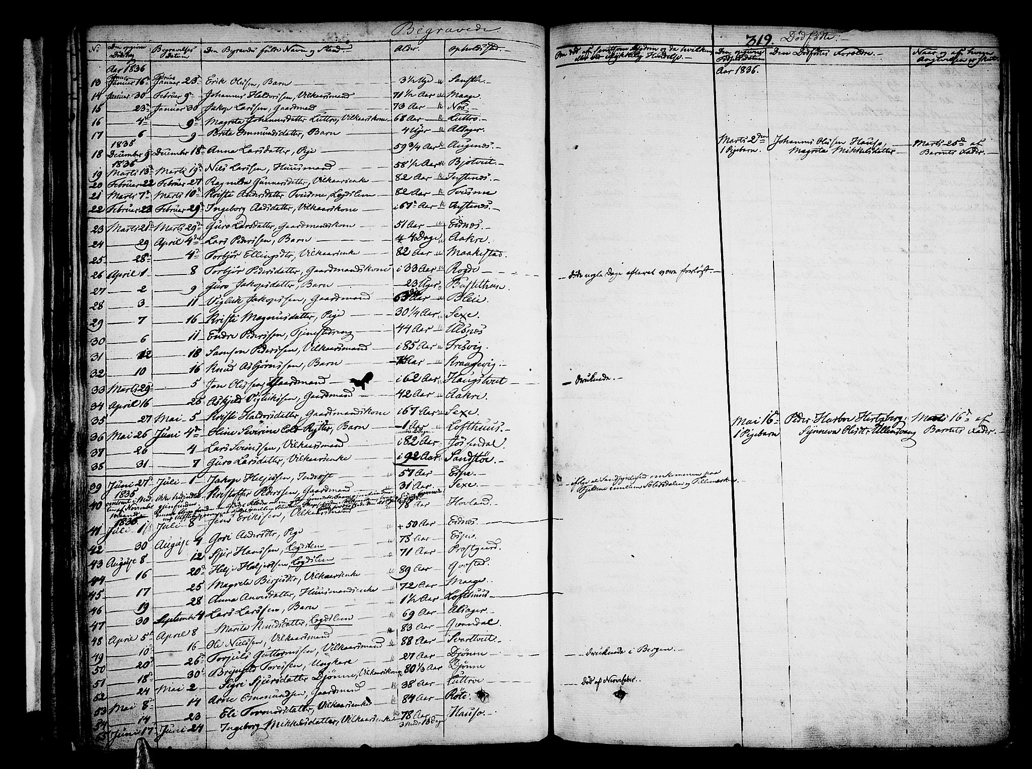 Ullensvang sokneprestembete, SAB/A-78701/H/Haa: Parish register (official) no. A 10, 1825-1853, p. 319
