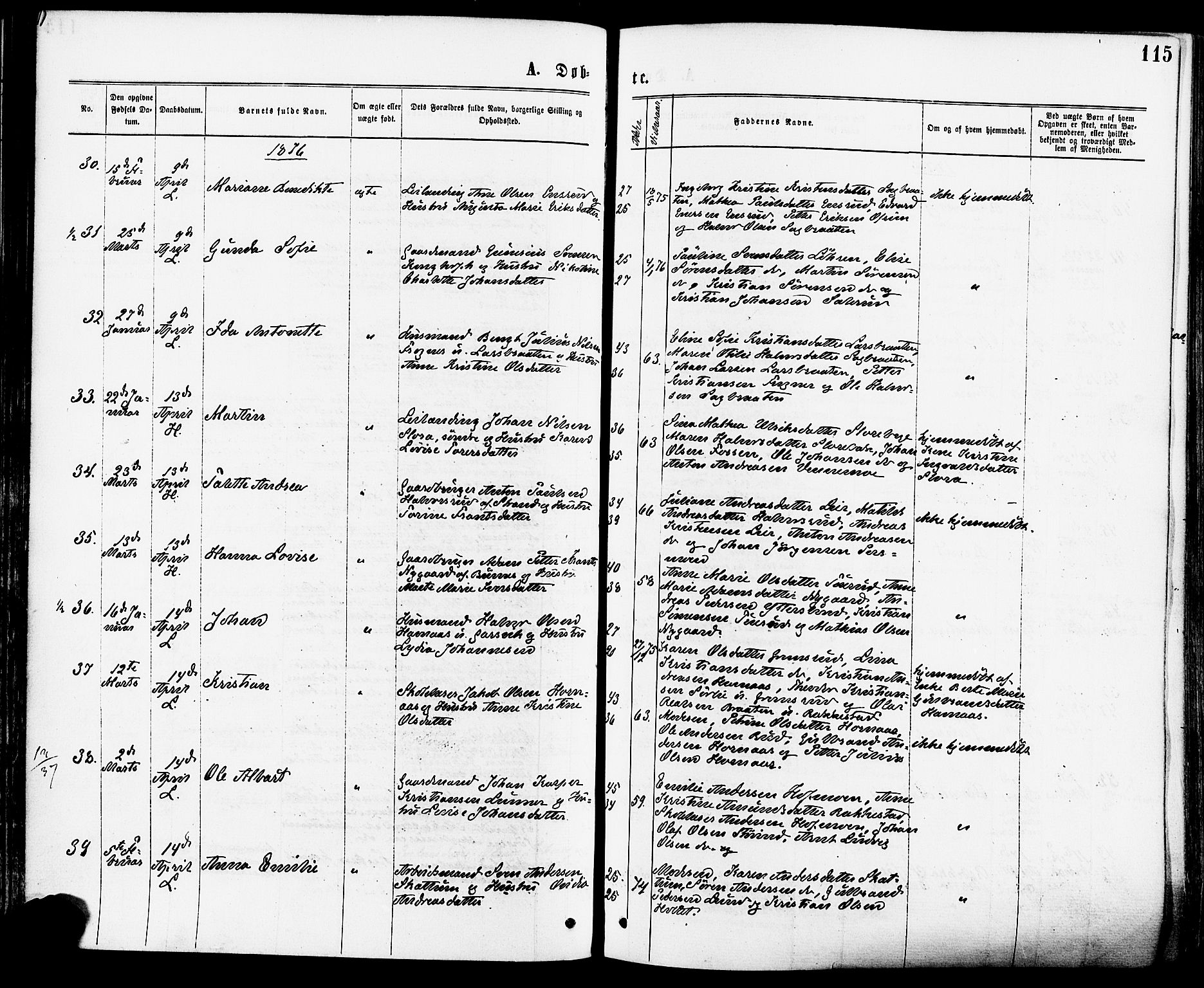 Høland prestekontor Kirkebøker, SAO/A-10346a/F/Fa/L0012.a: Parish register (official) no. I 12A, 1869-1879, p. 115