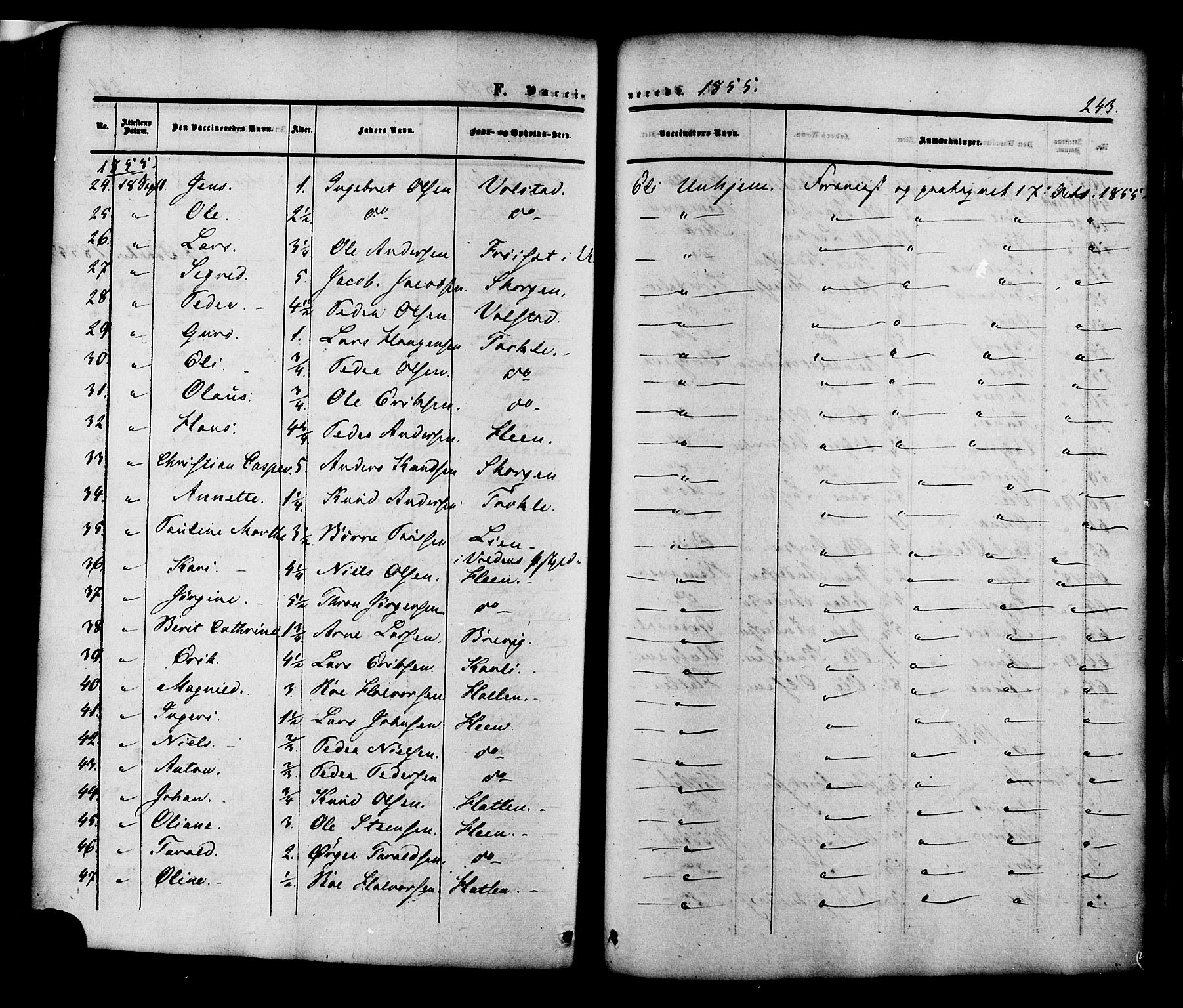 Ministerialprotokoller, klokkerbøker og fødselsregistre - Møre og Romsdal, SAT/A-1454/545/L0586: Parish register (official) no. 545A02, 1854-1877, p. 243