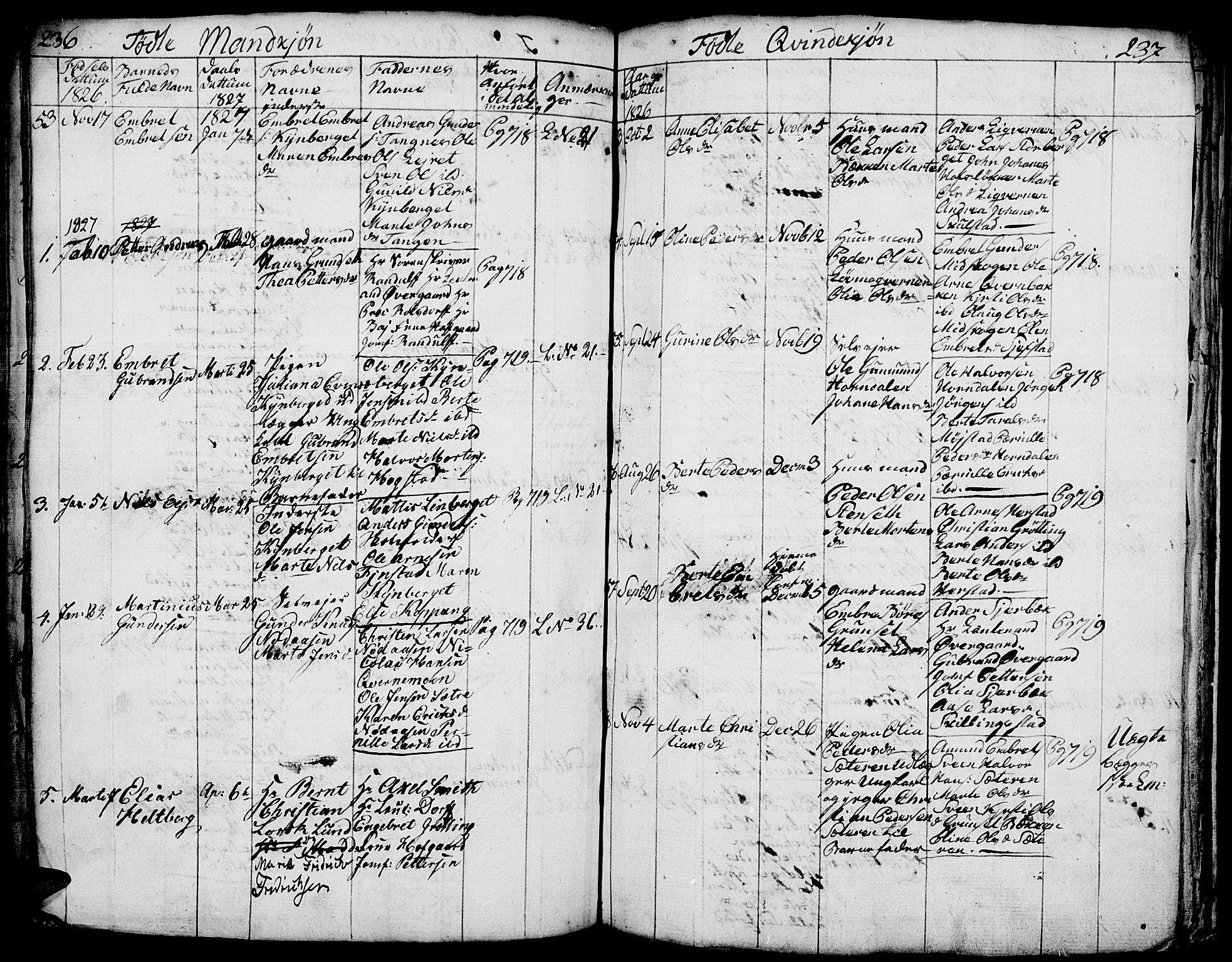 Elverum prestekontor, AV/SAH-PREST-044/H/Ha/Hab/L0001: Parish register (copy) no. 1, 1815-1829, p. 236-237