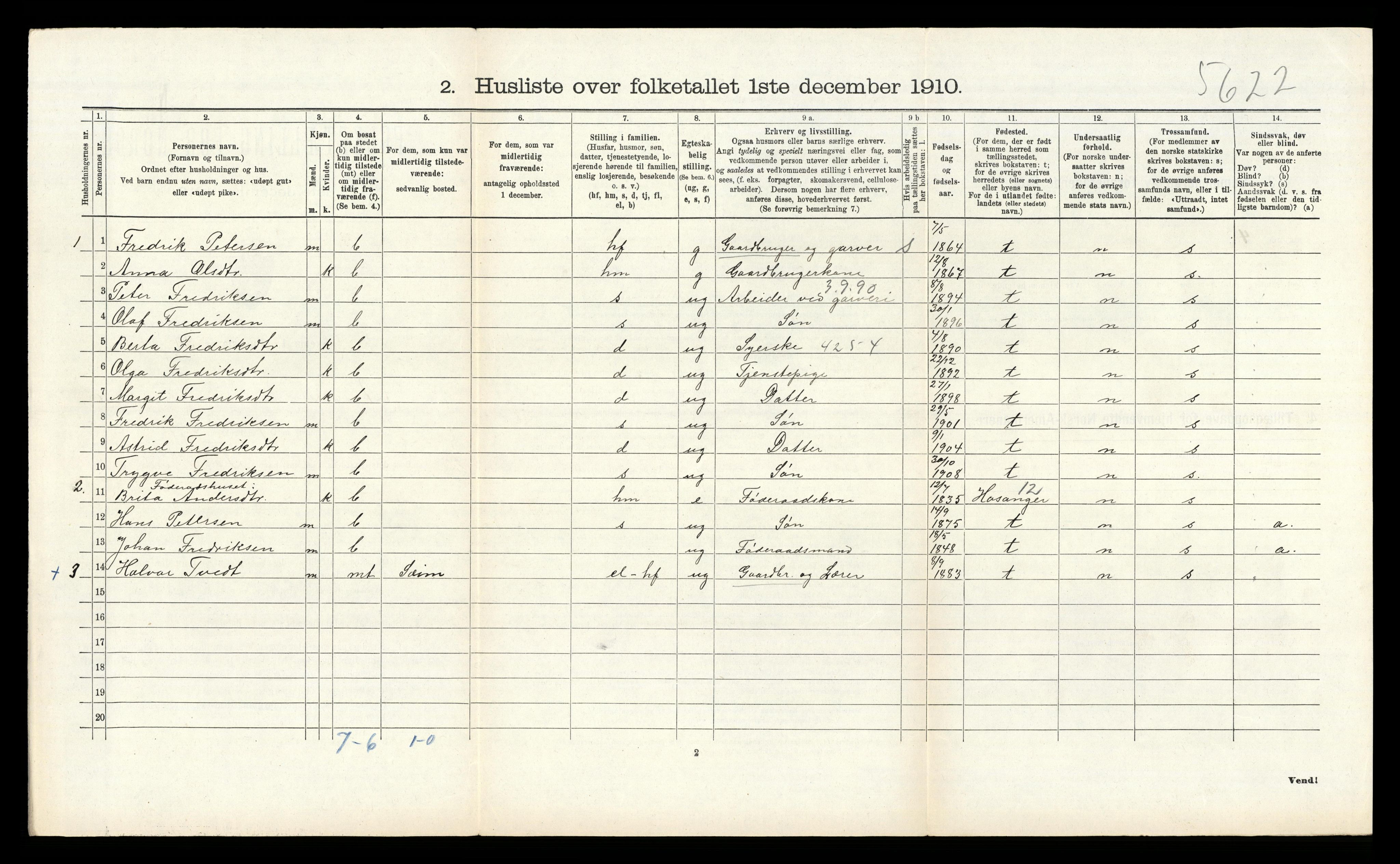 RA, 1910 census for Alversund, 1910, p. 821