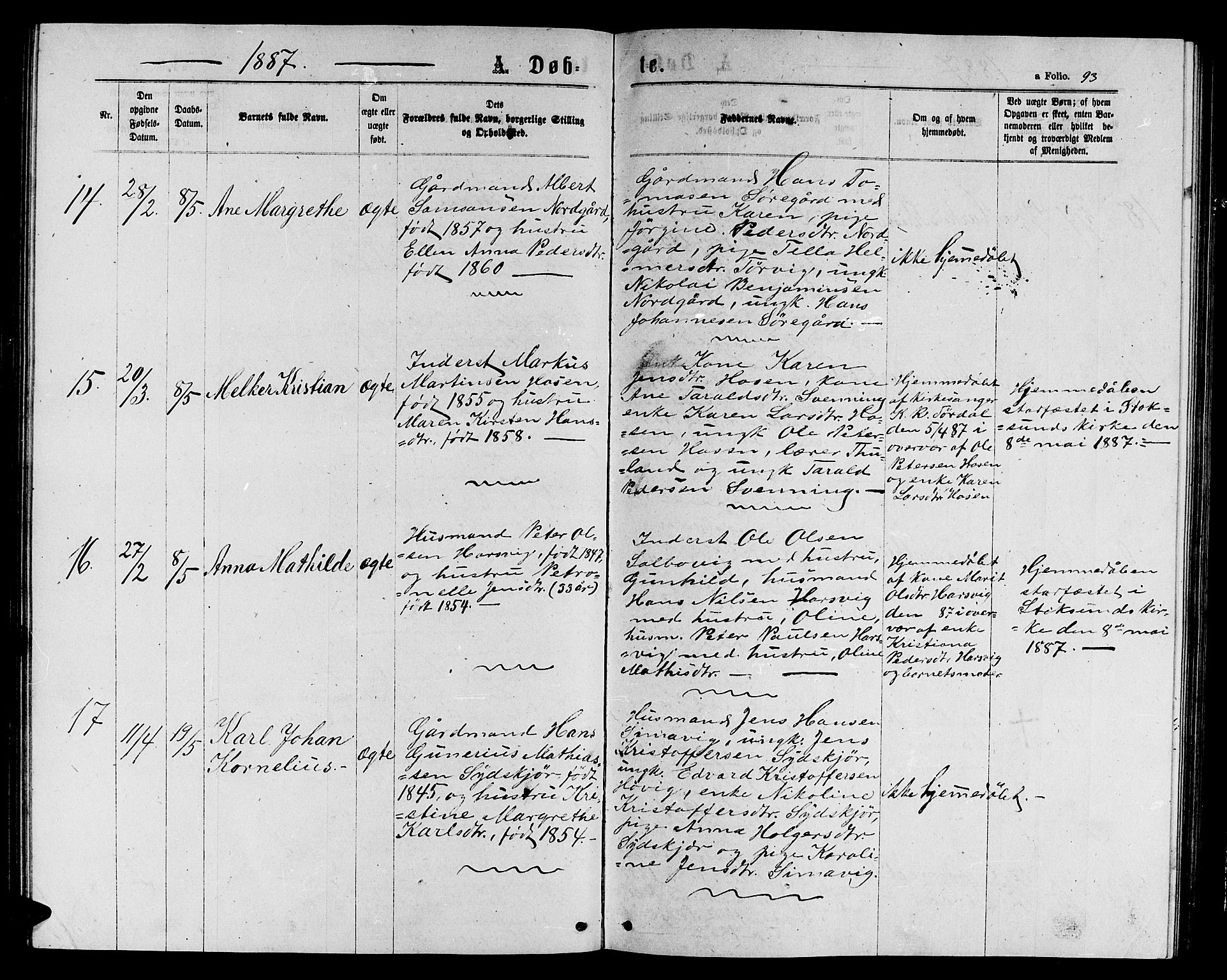Ministerialprotokoller, klokkerbøker og fødselsregistre - Sør-Trøndelag, SAT/A-1456/656/L0695: Parish register (copy) no. 656C01, 1867-1889, p. 93