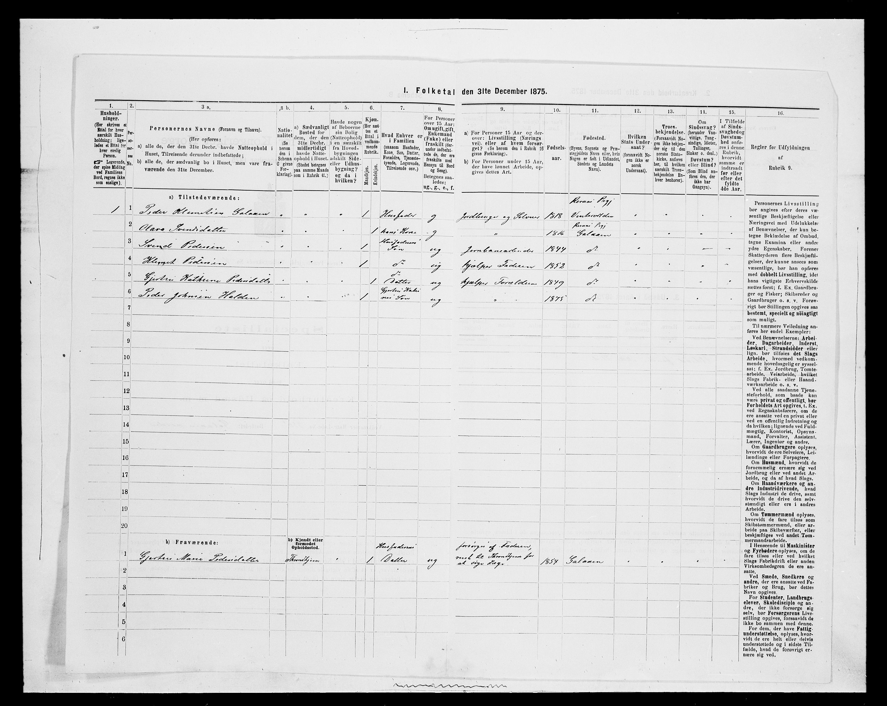 SAH, 1875 census for 0436P Tolga, 1875, p. 1186