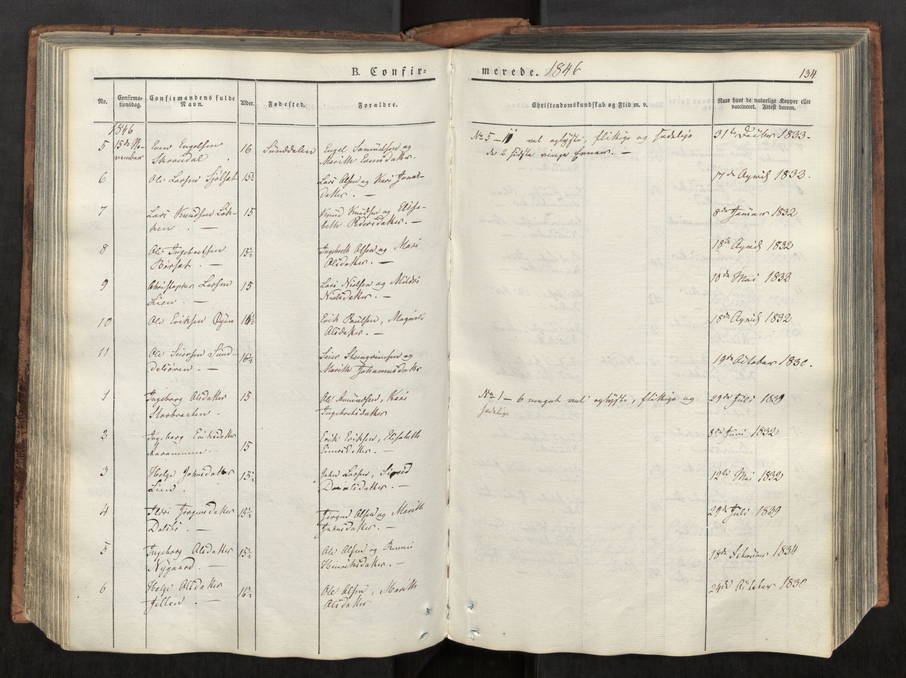 Ministerialprotokoller, klokkerbøker og fødselsregistre - Møre og Romsdal, AV/SAT-A-1454/590/L1012: Parish register (official) no. 590A04, 1832-1846, p. 134