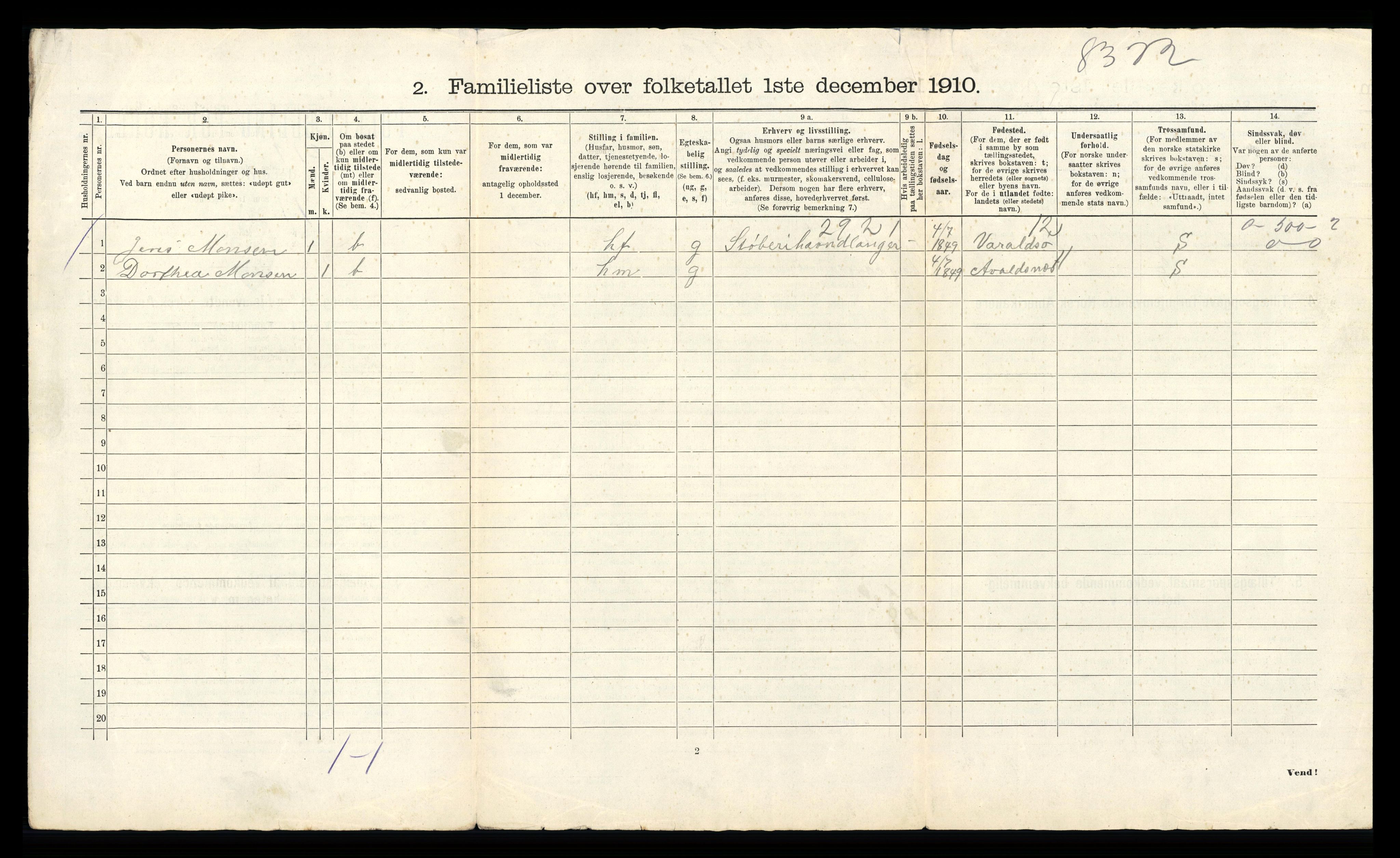 RA, 1910 census for Haugesund, 1910, p. 3173