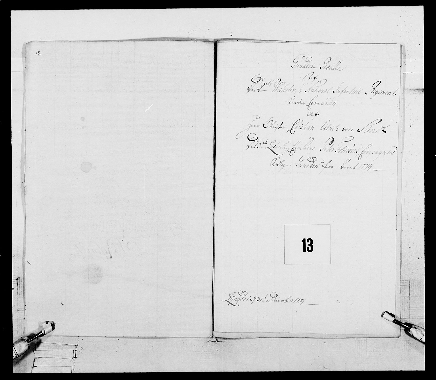 Generalitets- og kommissariatskollegiet, Det kongelige norske kommissariatskollegium, AV/RA-EA-5420/E/Eh/L0106: 2. Vesterlenske nasjonale infanteriregiment, 1774-1780, p. 54