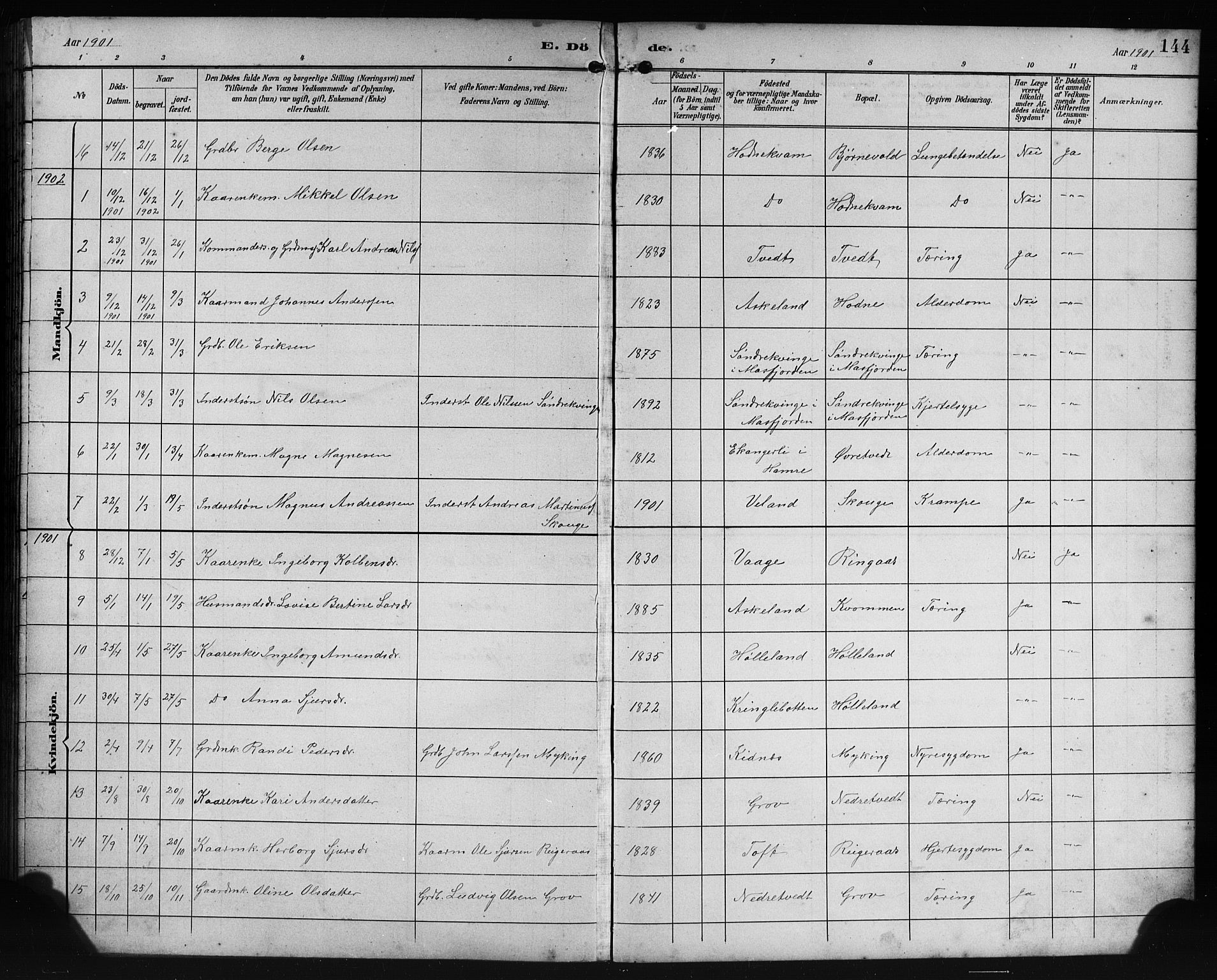 Lindås Sokneprestembete, SAB/A-76701/H/Hab: Parish register (copy) no. E 3, 1892-1905, p. 144