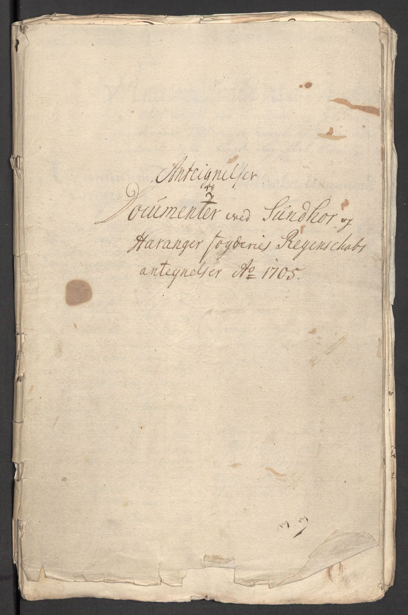 Rentekammeret inntil 1814, Reviderte regnskaper, Fogderegnskap, AV/RA-EA-4092/R48/L2983: Fogderegnskap Sunnhordland og Hardanger, 1705, p. 261