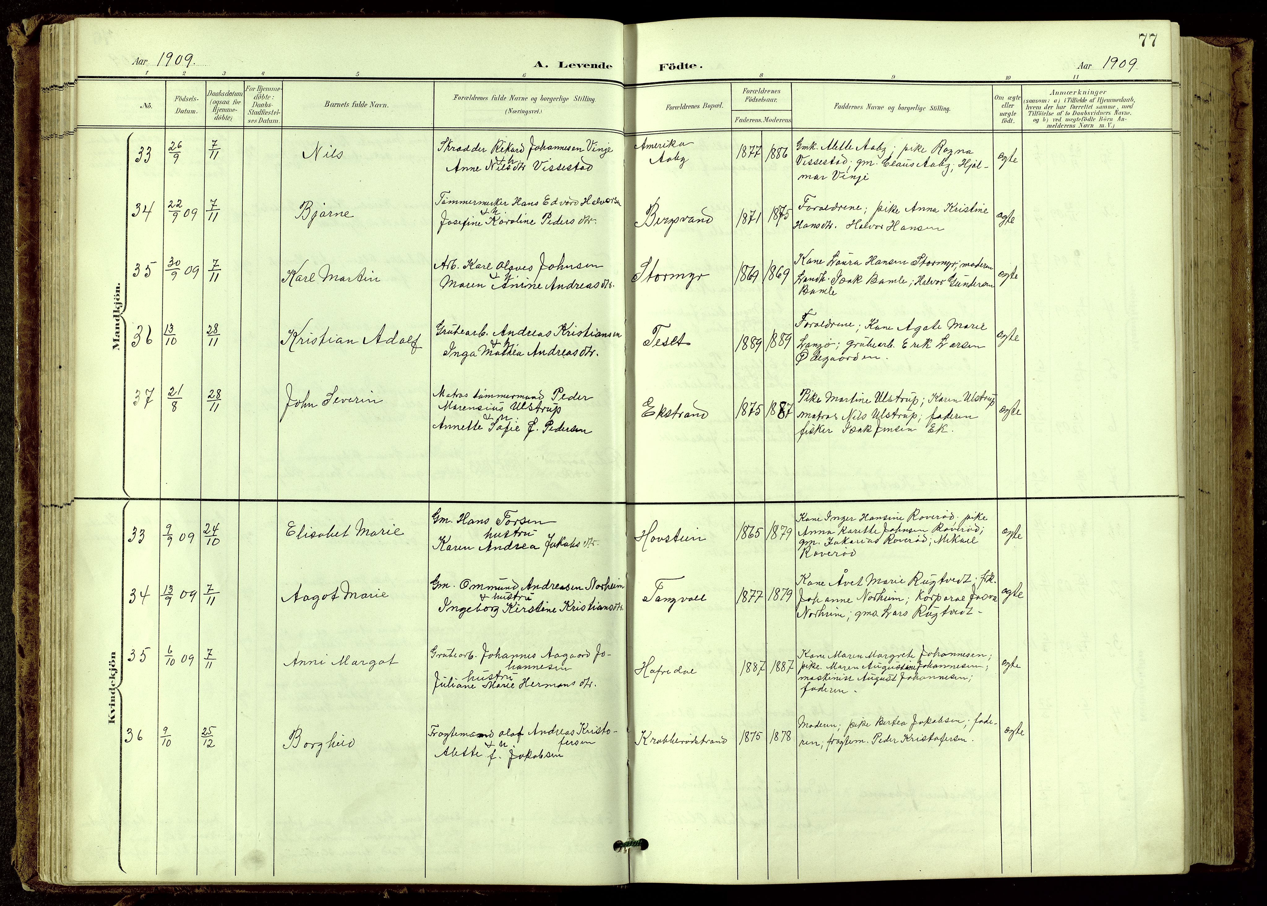 Bamble kirkebøker, SAKO/A-253/G/Ga/L0010: Parish register (copy) no. I 10, 1901-1919, p. 77