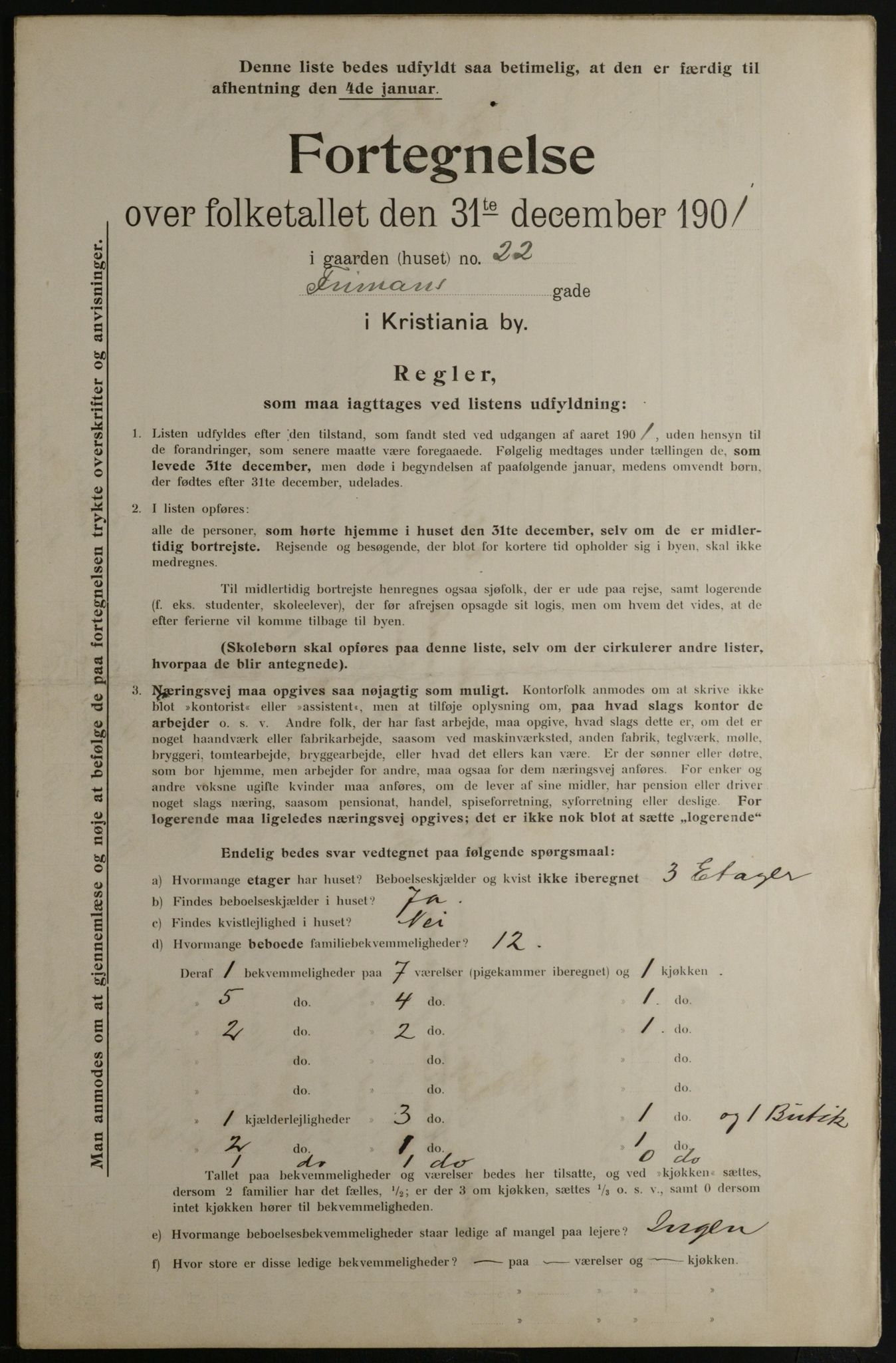 OBA, Municipal Census 1901 for Kristiania, 1901, p. 4345